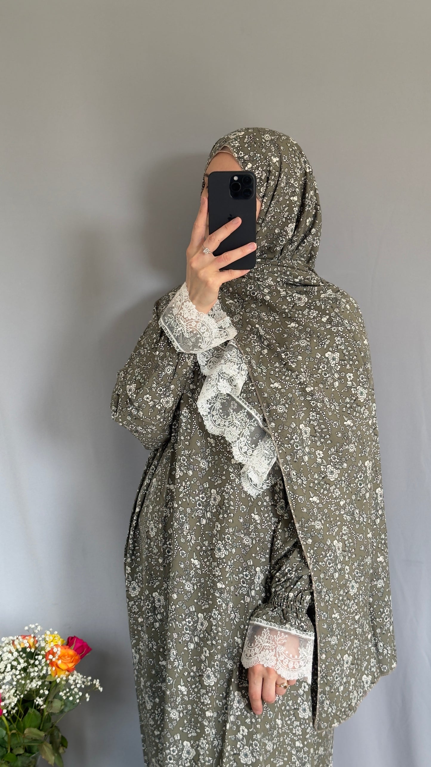 Olive Green Cotton Prayer Dress, Prayer clothes for women, Islamic Prayer dress, Prayer Outfit, Prayer Set, Prayer Hijab, Salah dress, Islamic Gift, Muslim clothing, Prayer abaya