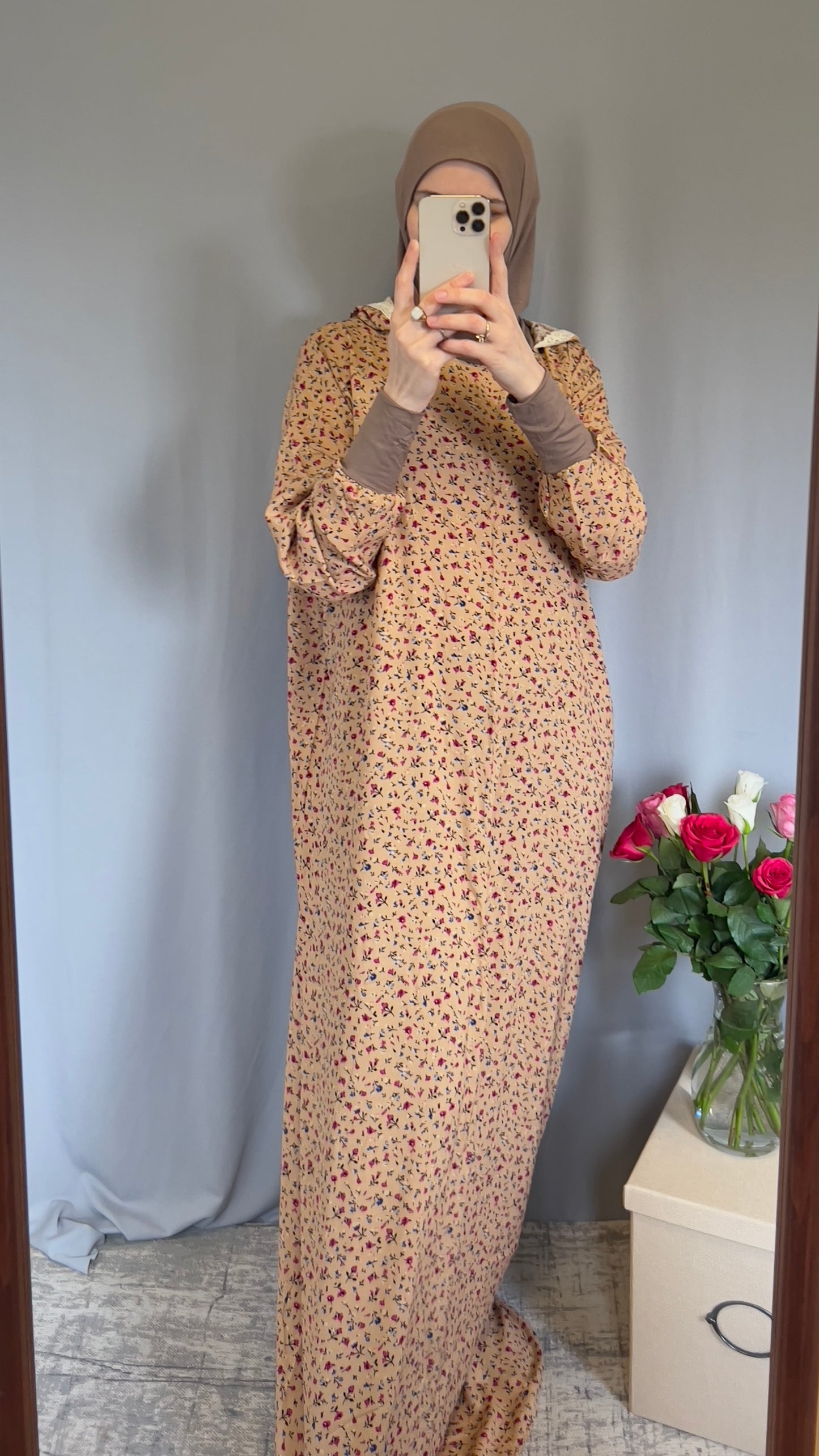 Prayer clothing, Beige Prayer Dress, Muslim Woman Prayer dress, Prayer Abaya, Prayer Jilbab, Eid Gift, Hooded Prayer Dress