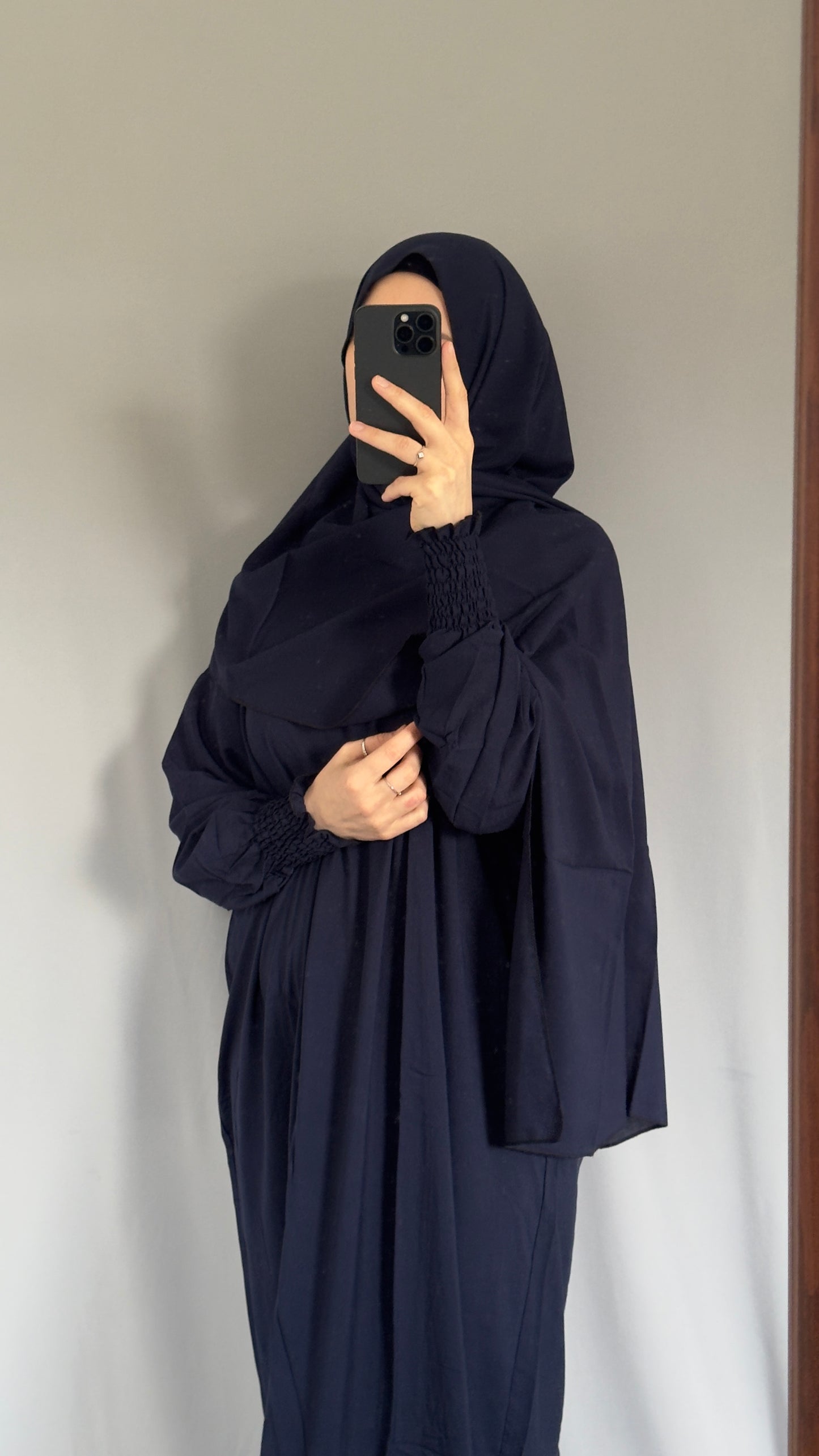 Elegant Navy Blue Prayer Dress, Prayer Outfit, Maxi Dress, Khimar, Islamic Dress, Prayer Abaya, Prayer set, Islamic gift, PrayerHijab, Umrah Abaya, Ramadan Abaya, One Size Prayer Dress