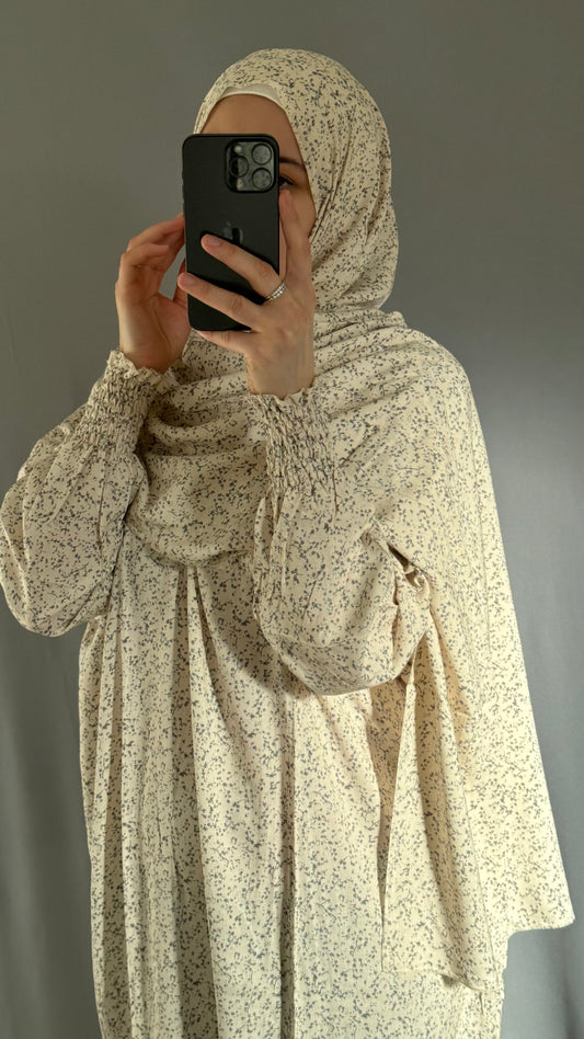 Elegant Beige Prayer Dress, Prayer Outfit, Maxi Dress, Khimar, Islamic Dress, Prayer Abaya, Prayer set, Islamic gift, PrayerHijab, Umrah Abaya, Ramadan Abaya, One Size Prayer Dress