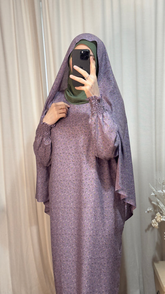 Light Purple 3 in 1 Piece Prayer dress with Built In Jersey hijab, Prayer Abaya with integrated Hijab, Salah dress, Prayer set, Prayer outfit,Prayer clothes for women, Islamic Prayer dress, Ramadan Abaya