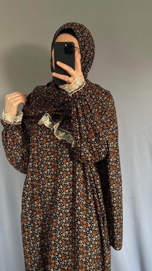 Floral Prayer Dress / Overhead Abaya / Prayer Abaya Set / Prayer Dress for Woman / Prayer Clothes Muslim / Prayer Gown / Prayer Outfit/ Salah Dress / Namaz Dress