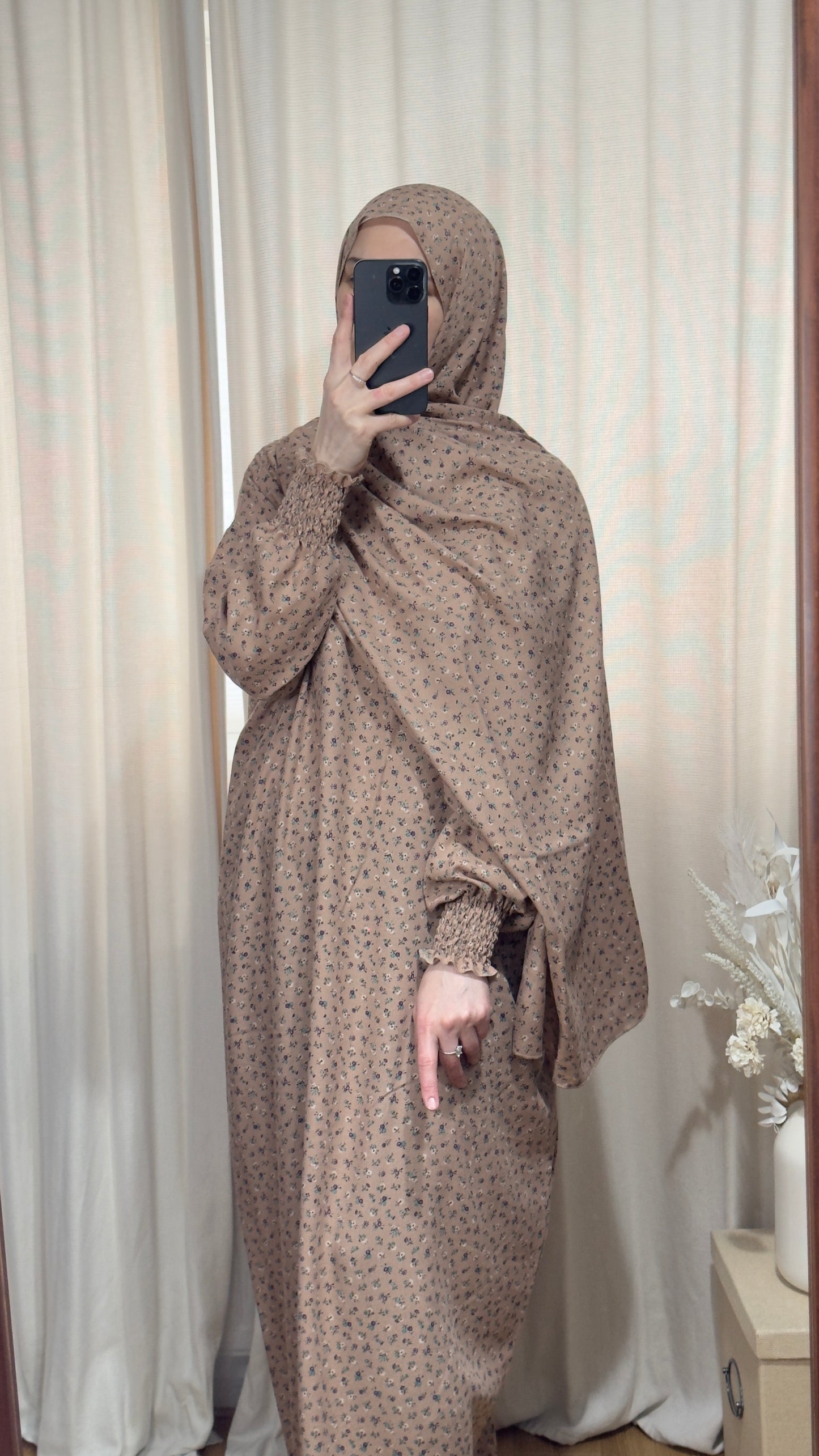 Beige Pink Prayer Dress / Overhead Abaya / Prayer Abaya Set / Prayer Dress for Woman / Prayer Clothes Muslim / Prayer Gown / Prayer Outfit/ Salah Dress / Namaz Dress