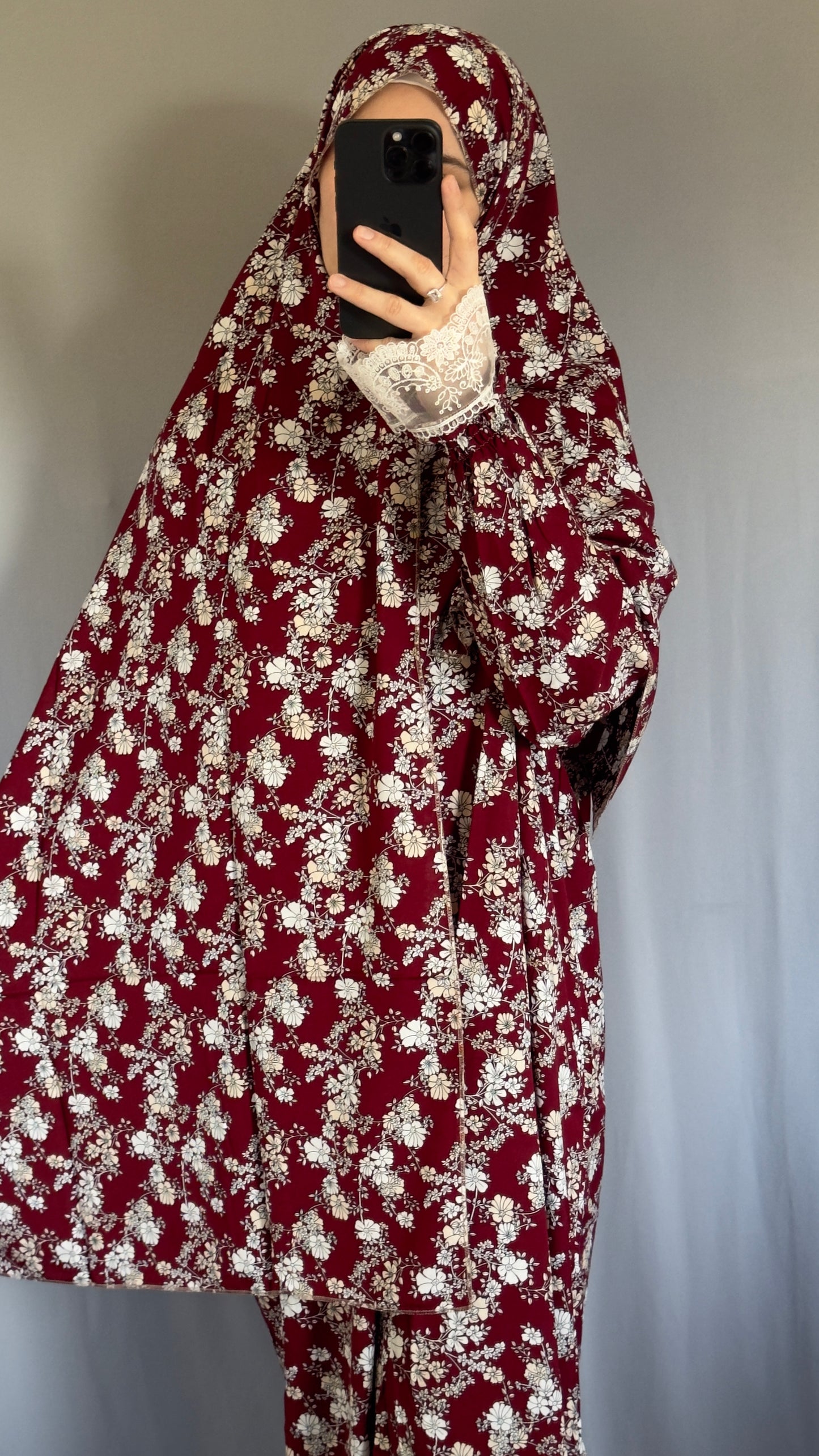 Burgundy Cotton Prayer Dress, Prayer clothes for women, Islamic Prayer dress, Prayer Outfit, Prayer Set, Prayer Hijab, Salah dress, Islamic Gift, Muslim clothing, Prayer abaya