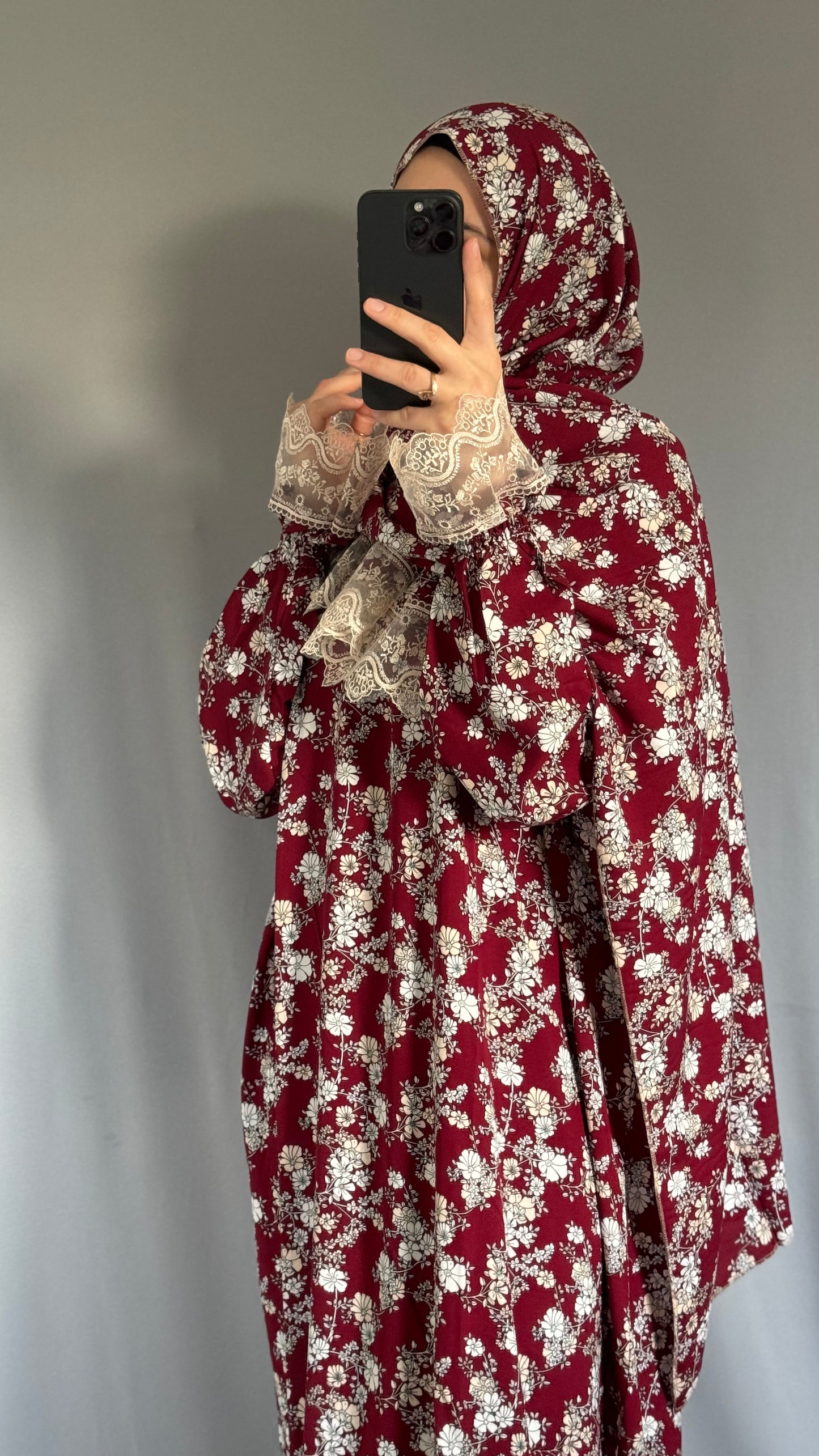 Burgundy Cotton Prayer Dress, Prayer clothes for women, Islamic Prayer dress, Prayer Outfit, Prayer Set, Prayer Hijab, Salah dress, Islamic Gift, Muslim clothing, Prayer abaya