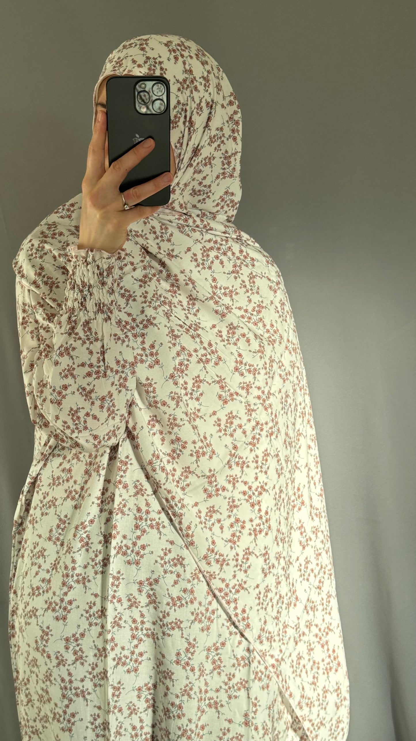 Elegant Floral White Prayer Dress, Prayer Outfit, Maxi Dress, Khimar, Islamic Dress, Prayer Abaya, Prayer set, Islamic gift, PrayerHijab, Umrah Abaya, Ramadan Abaya, One Size Prayer Dress