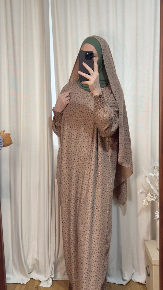 Dusty Pink One Piece Prayer dress with Built In Jersey Bonnet, Prayer Abaya with integrated Hijab, Salah dress, Prayer set, Prayer outfit,Prayer clothes for women, Islamic Prayer dress, Ramadan Abaya