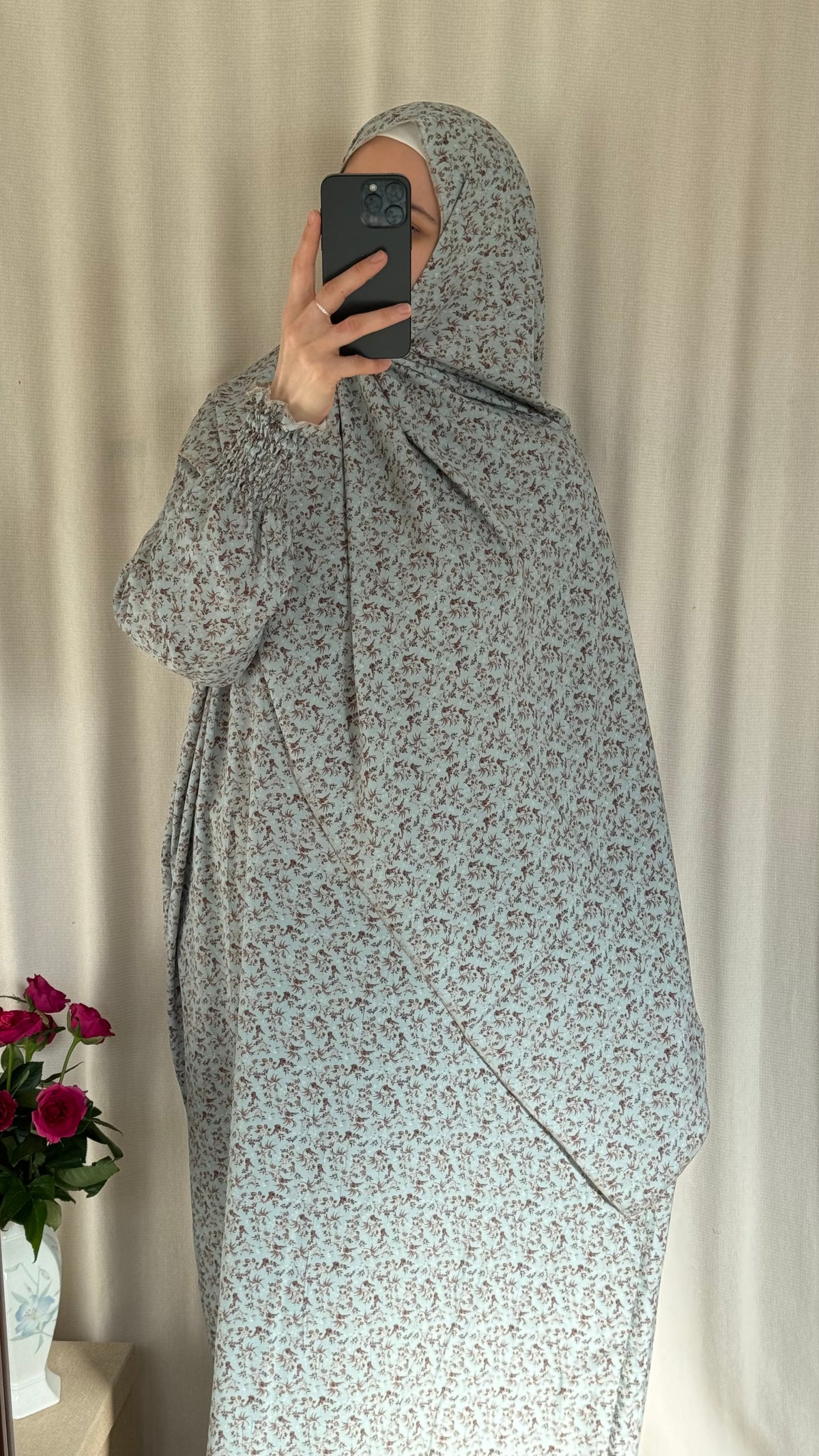 Blue Prayer Dress with Attached and Separate Hijab | Full Coverage Salah Dress for Namaz |
Breathable Cotton Salah Dress in 3 width Size | Islamic Prayer Clothes