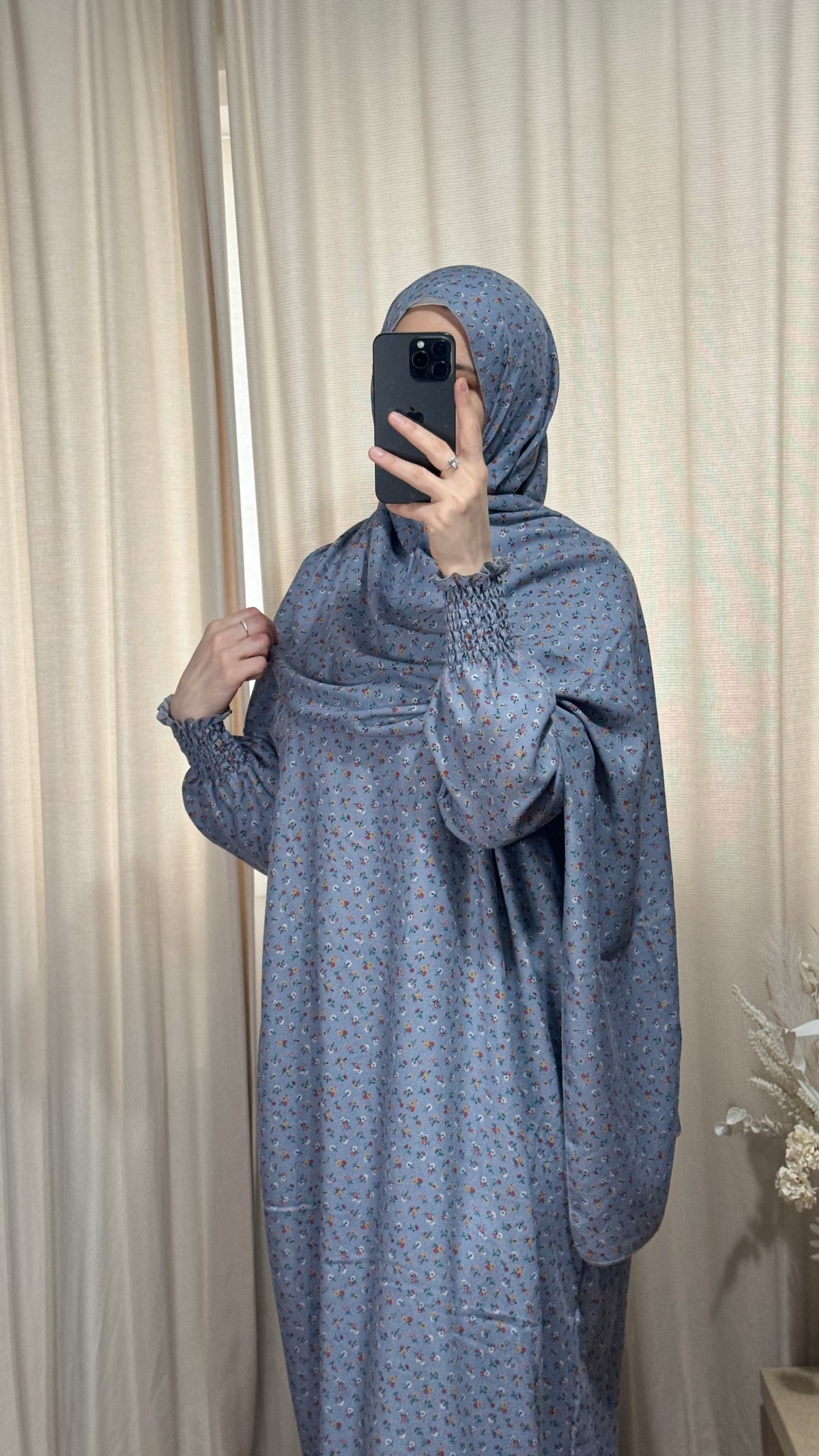 Blue Luxury Two-Piece Muslim Prayer Dress Set – Jilbab, Abaya, Modest Salah Outfit for Women | Islamic Gift Idea, Ramadan Dress, Ihram