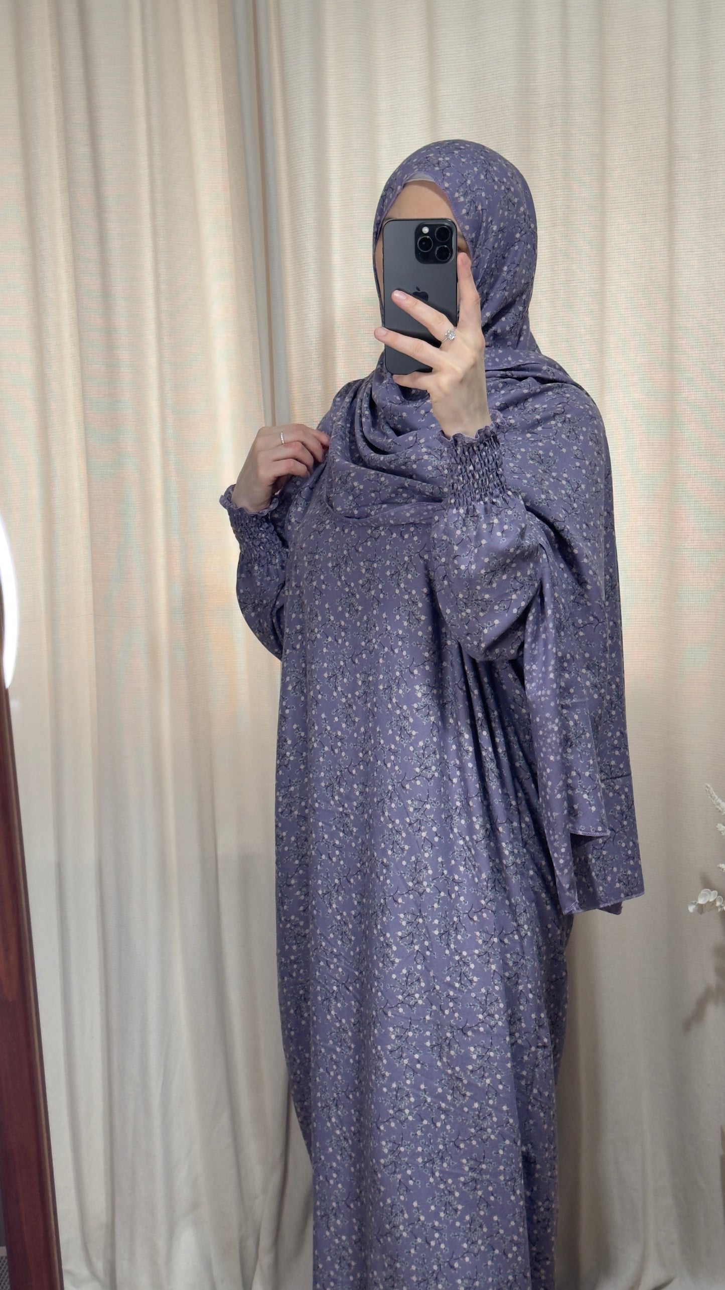 Elegant Purple Prayer Dress, PrayerHijab, Prayer Outfit, Maxi Dress, Khimar, Islamic Dress, Prayer Abaya, Prayer set, Islamic gift, Umrah Abaya, Ramadan Abaya, One Size Prayer Dress