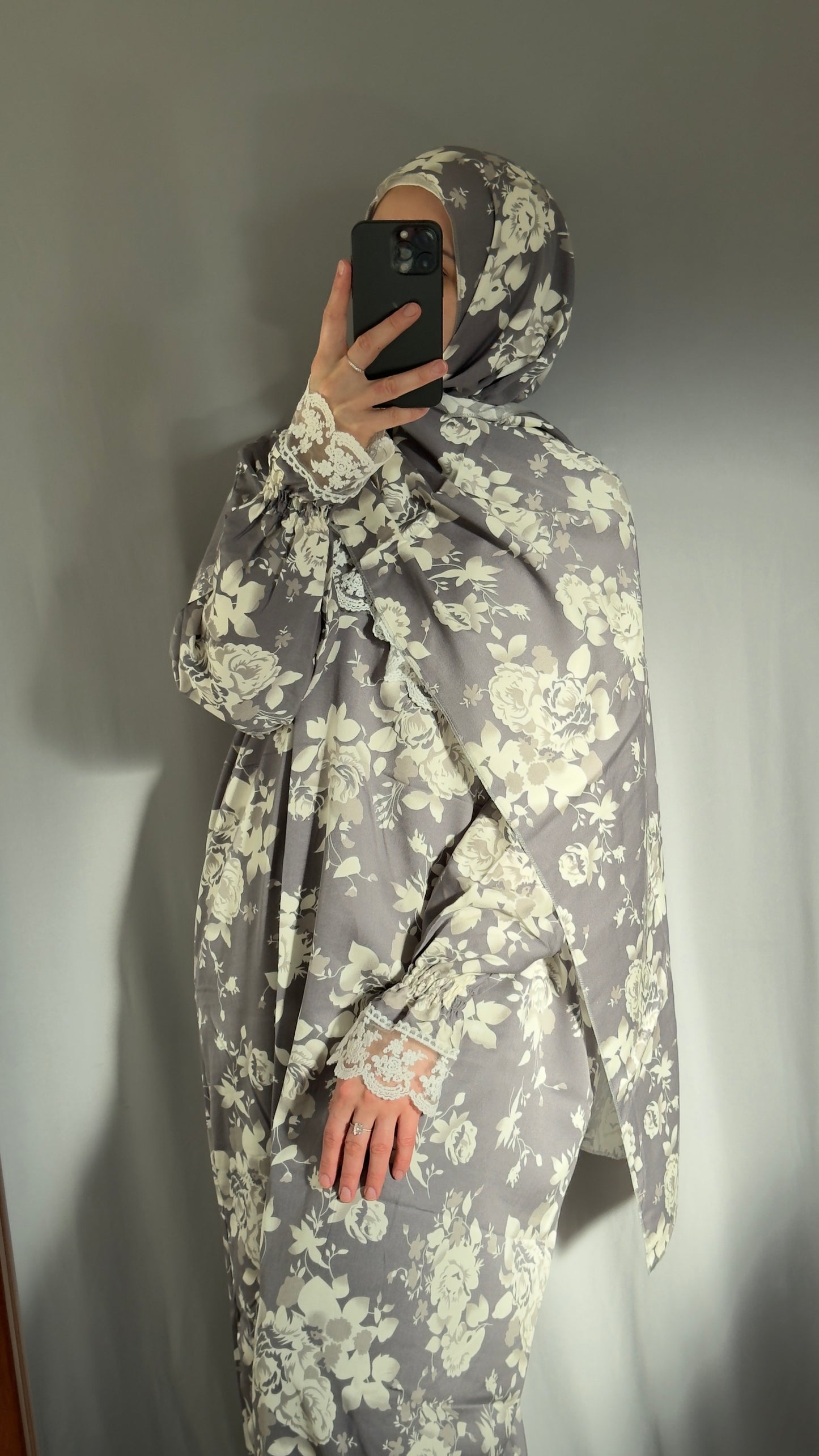 Grey Cotton Prayer Dress, Prayer clothes for women, Islamic Prayer dress, Prayer Outfit, Prayer Set, Prayer Hijab, Salah dress, Islamic Gift, Muslim clothing, Prayer abaya, Ramadan Dress