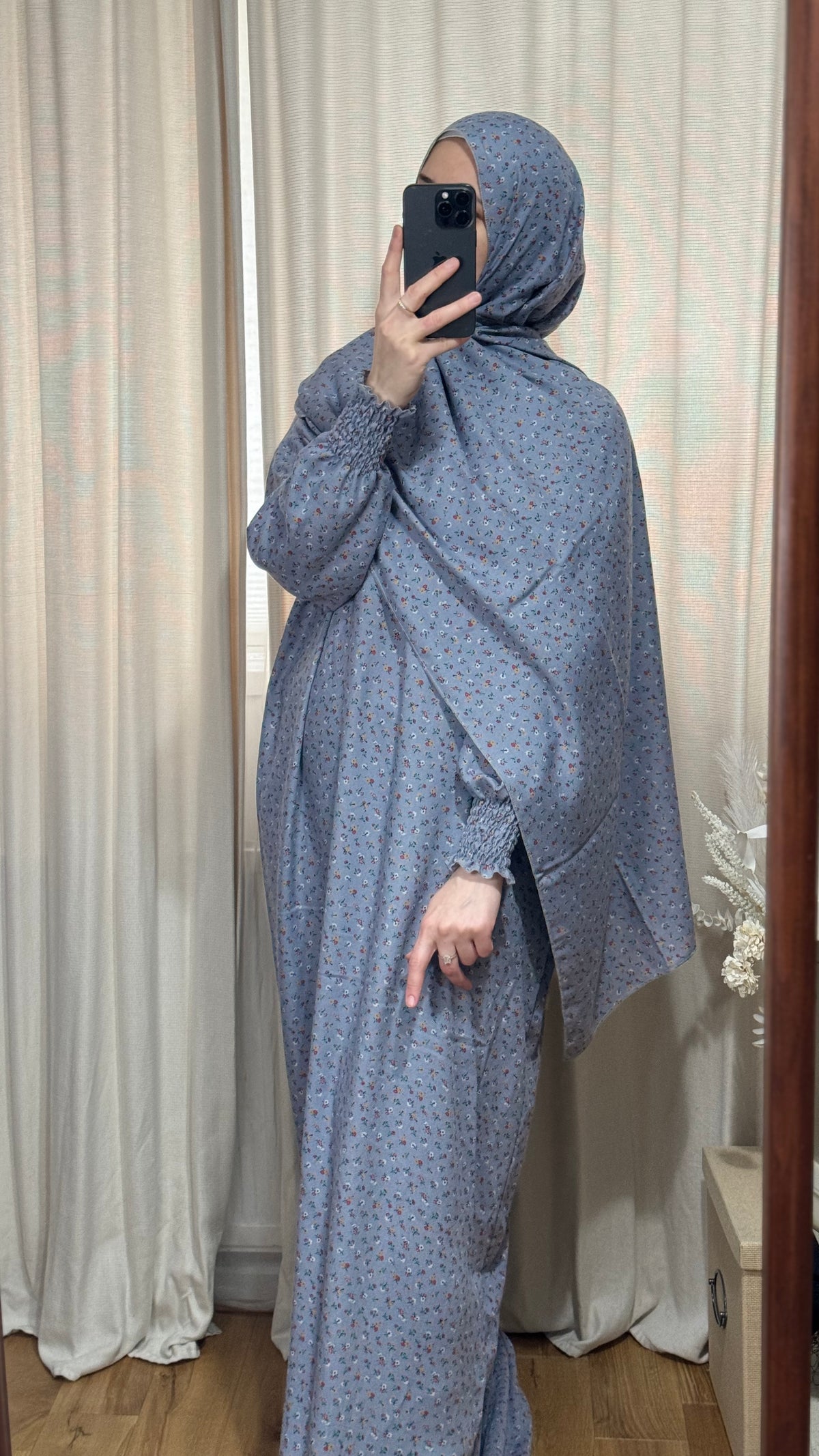 Blue Luxury Two-Piece Muslim Prayer Dress Set – Jilbab, Abaya, Modest Salah Outfit for Women | Islamic Gift Idea, Ramadan Dress, Ihram