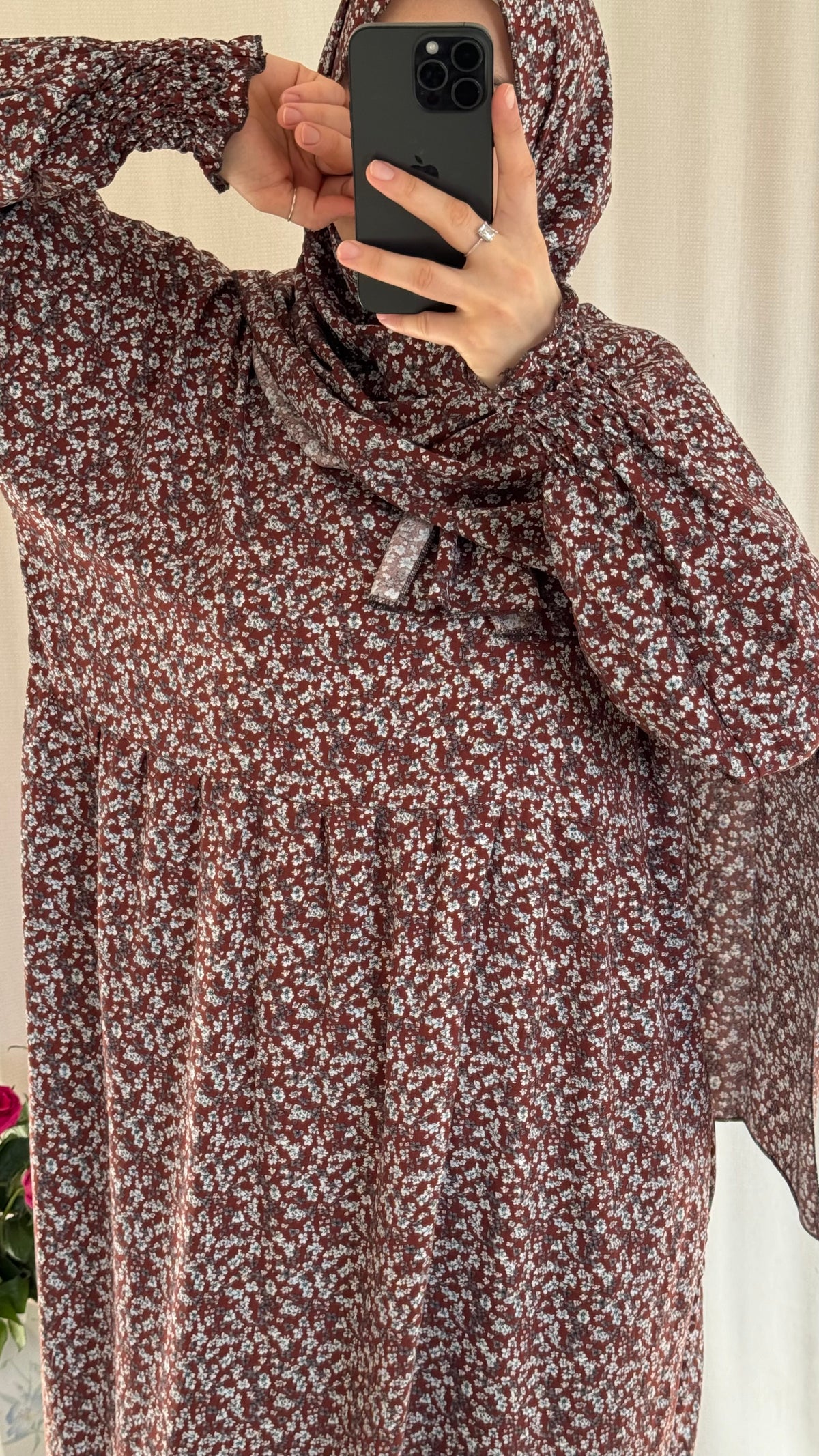 Brown Cotton Prayer Dress - with gathers under chest (Copy)