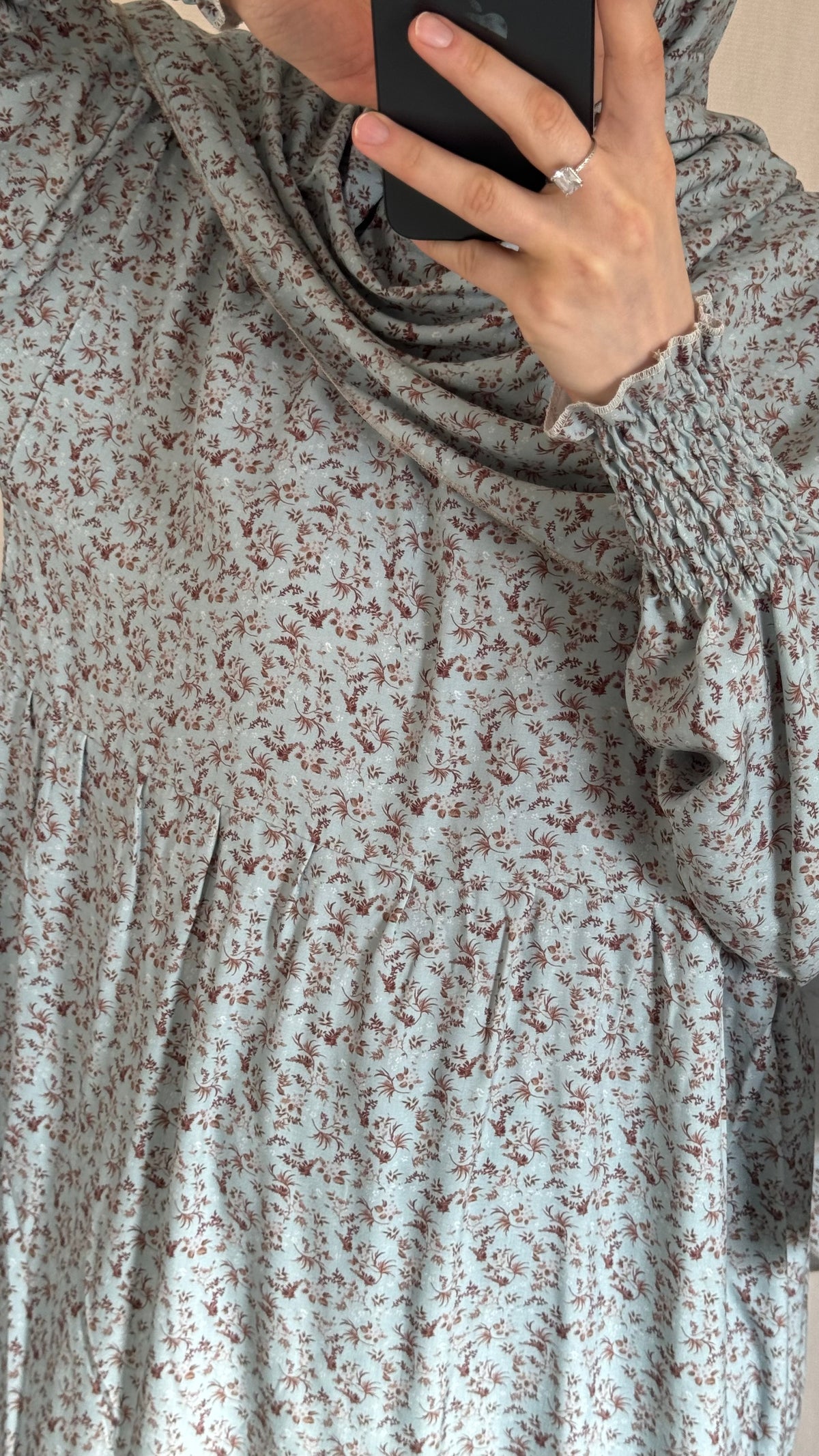 Blue Cotton Prayer Dress - with gathers under chest