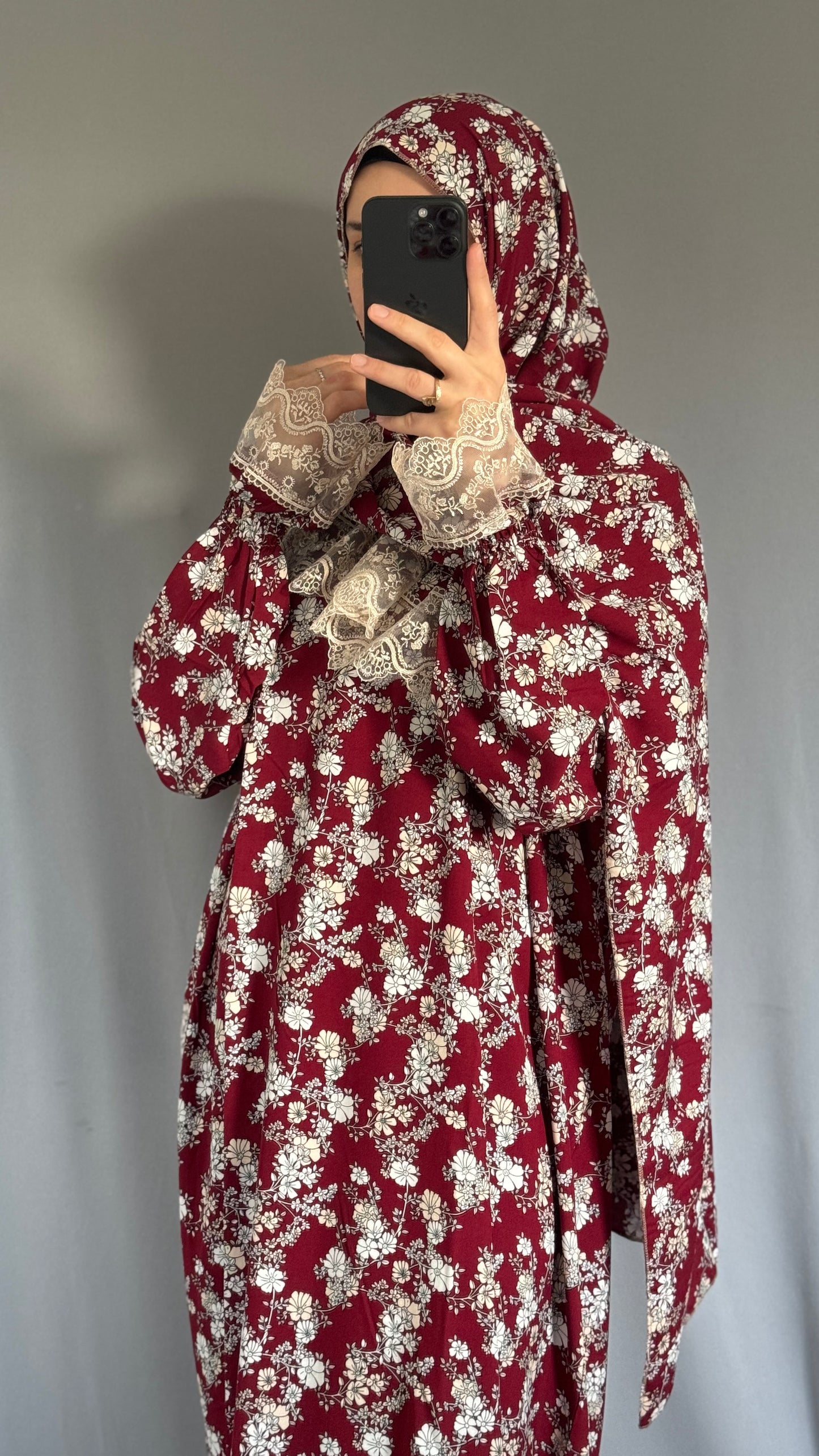 Burgundy Cotton Prayer Dress, Prayer clothes for women, Islamic Prayer dress, Prayer Outfit, Prayer Set, Prayer Hijab, Salah dress, Islamic Gift, Muslim clothing, Prayer abaya