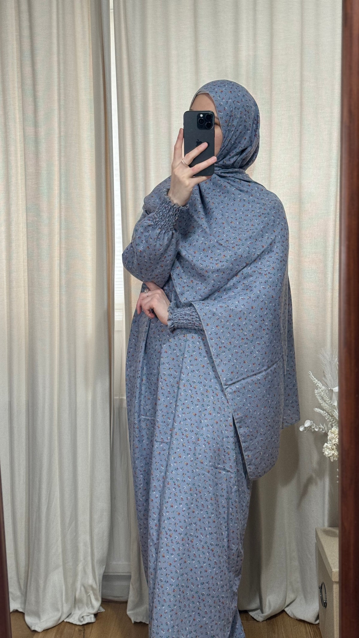 Blue Luxury Two-Piece Muslim Prayer Dress Set – Jilbab, Abaya, Modest Salah Outfit for Women | Islamic Gift Idea, Ramadan Dress, Ihram