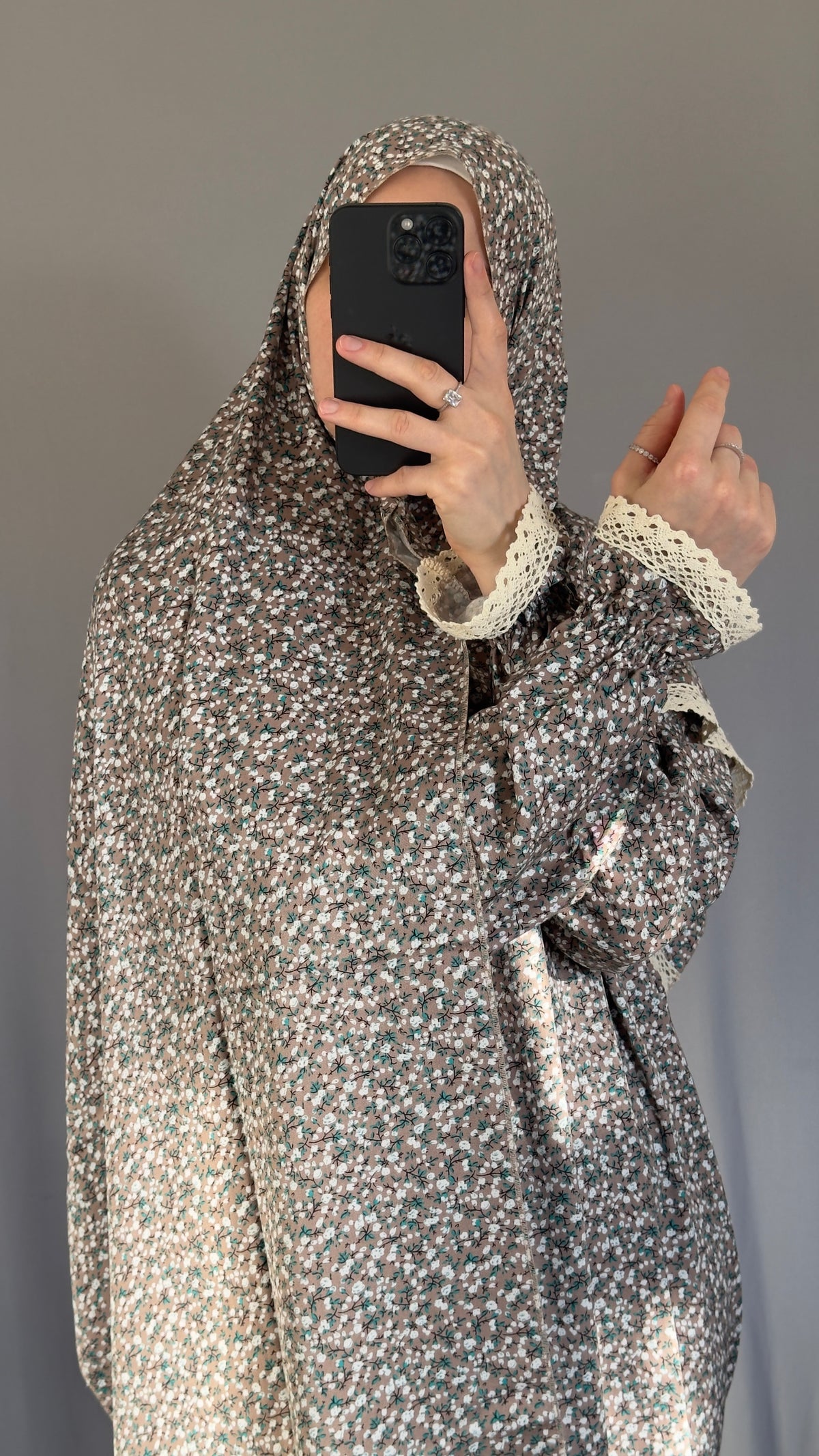 Floral Beige Cotton Prayer Dress, Prayer clothes for women, Islamic Prayer dress, Prayer Outfit, Prayer Set, Prayer Hijab, Salah dress, Islamic Gift, Muslim clothing, Prayer abaya, Ramadan Dress