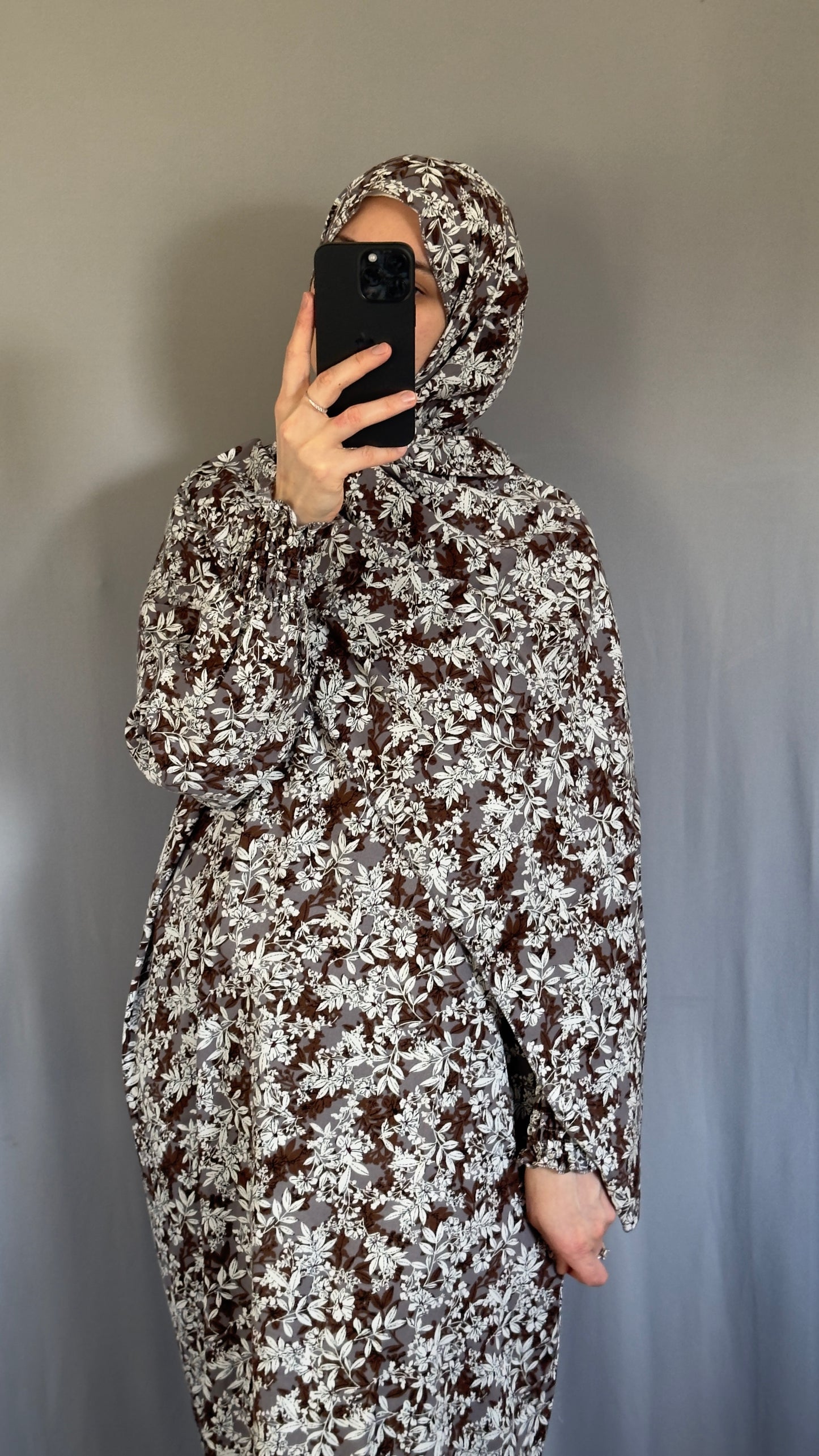 Floral Cotton Muslim Prayer Dress Set – Modest Ramadan Outfit with Hijab, Abaya & Salah Dress for Women | Islamic Gift Idea