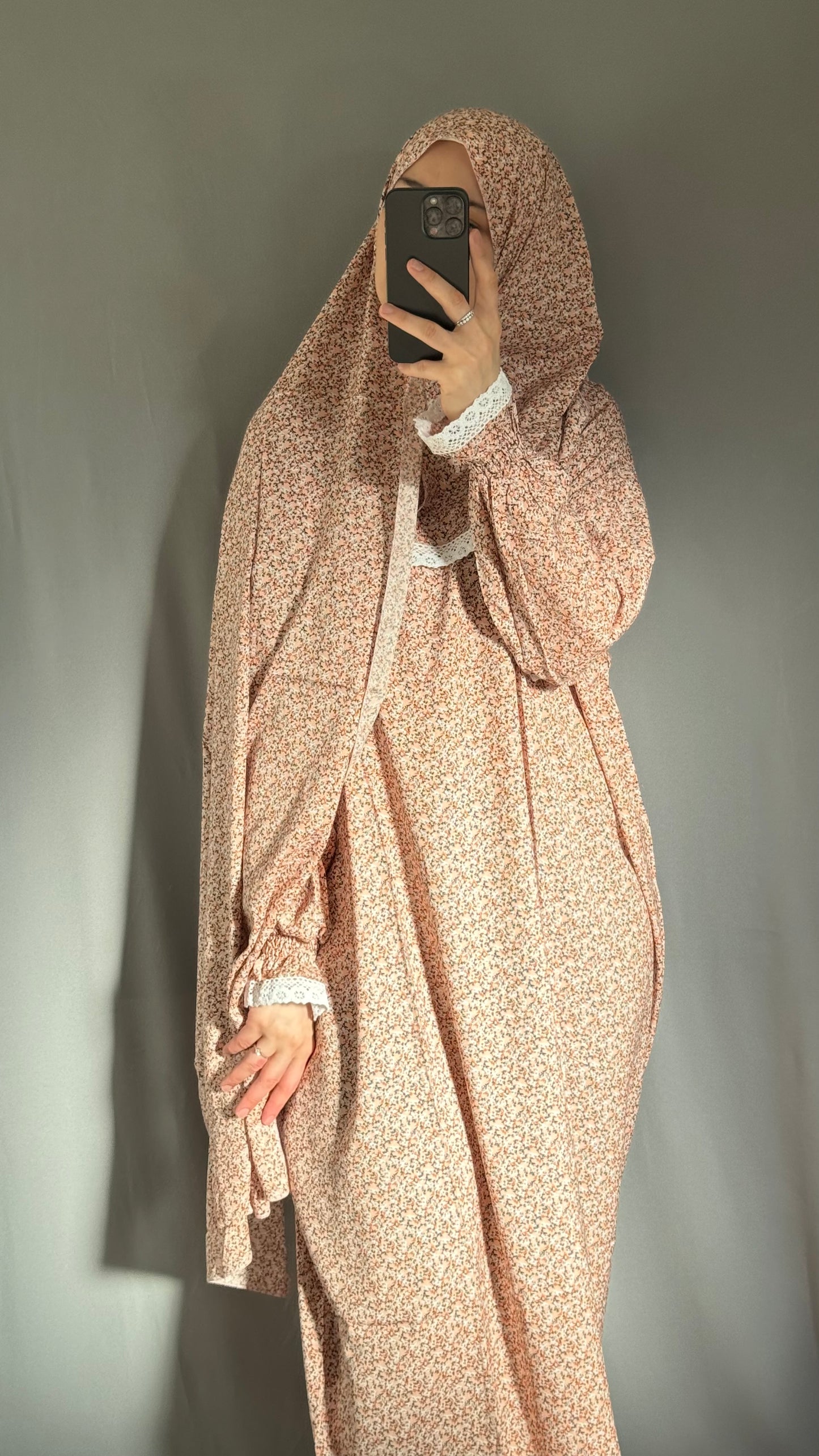 Floral Pink Prayer Dress, Prayer clothes for women, Islamic Prayer dress, Prayer Outfit, Prayer Set, Prayer Hijab, Salah dress, Islamic Gift, Muslim clothing, Prayer abaya