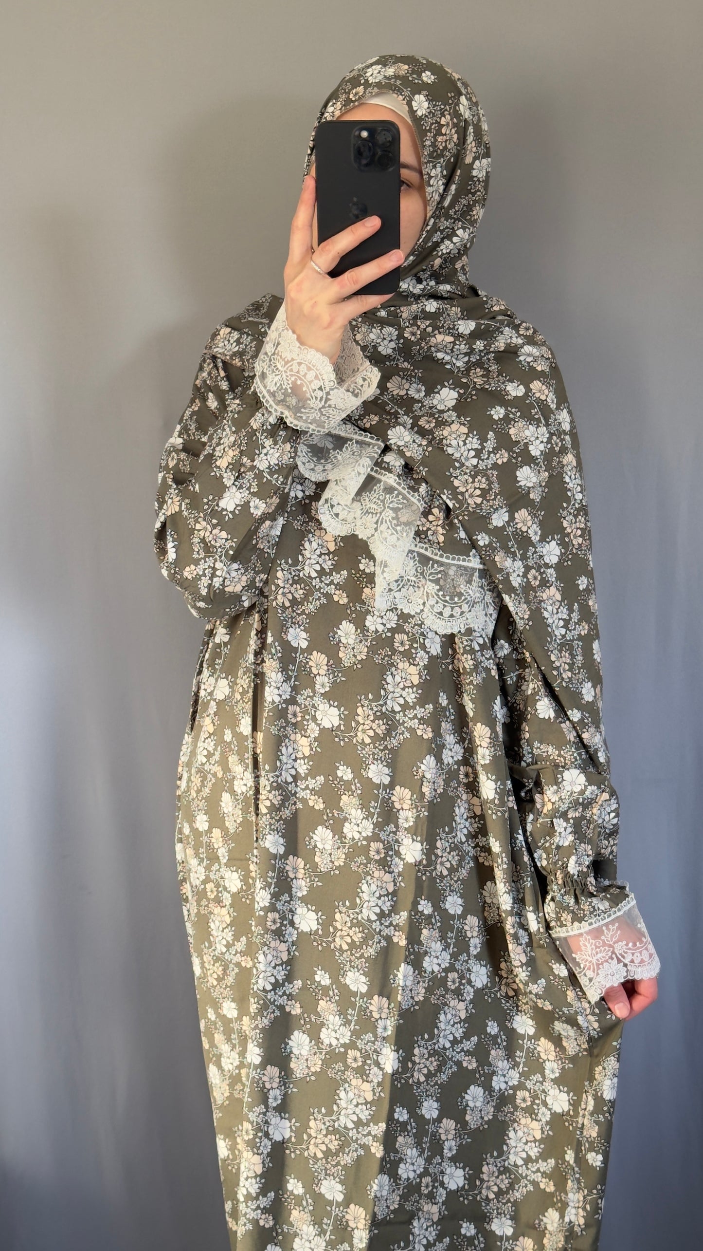 Olive Green Cotton Prayer Dress, Prayer clothes for women, Islamic Prayer dress, Prayer Outfit, Prayer Set, Prayer Hijab, Salah dress, Islamic Gift, Muslim clothing, Prayer abaya