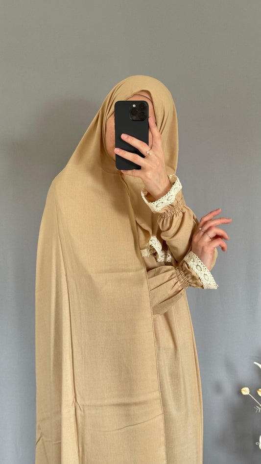Beige Prayer Dress, Prayer Jilbab, Prayer Abaya, Two Piece Prayer dress muslim, Salah dress, Prayer set, Prayer outfit, Prayer clothes woman, muslim Prayer dress, Islamic gift