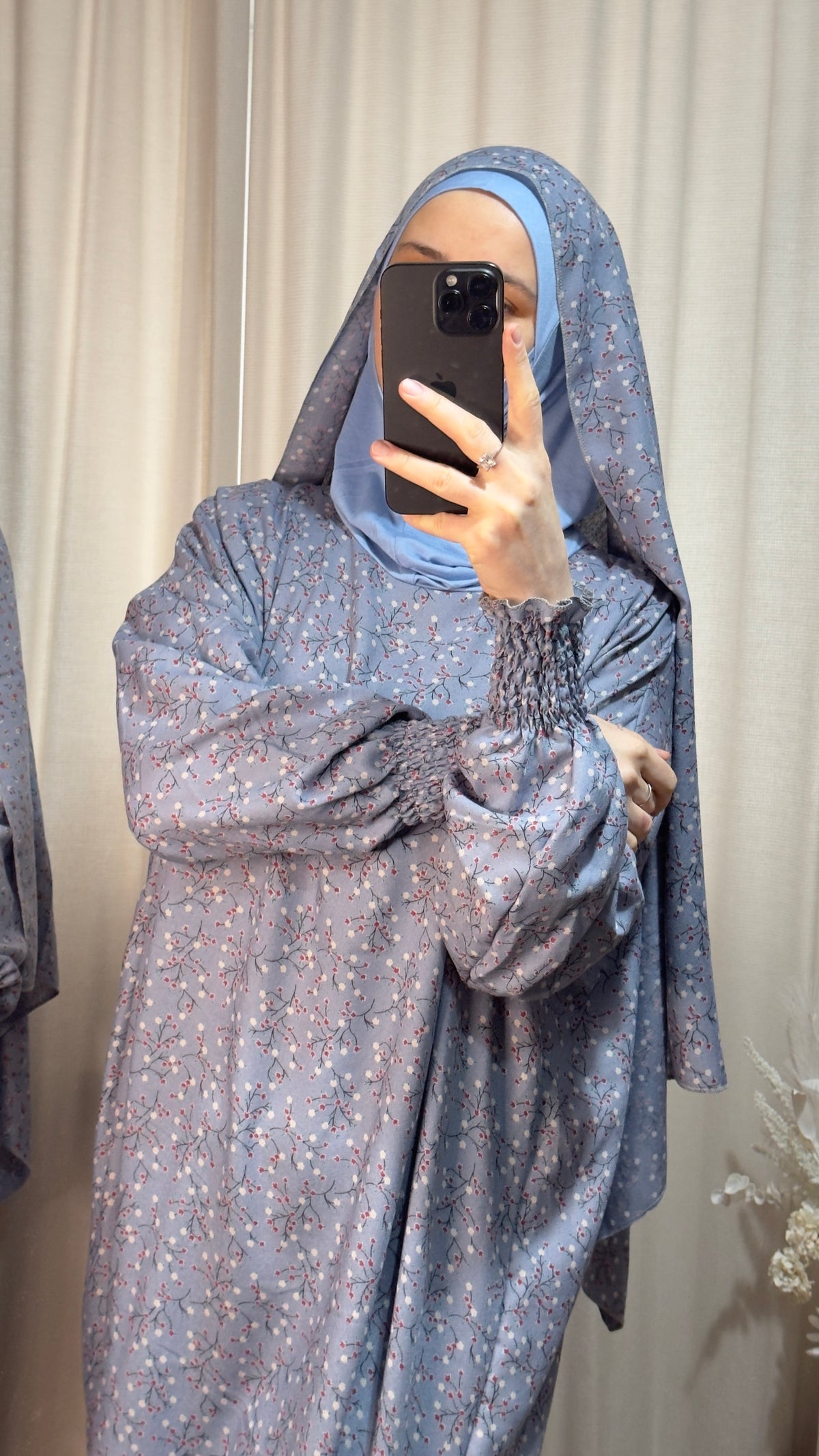 Light Blue One Piece Prayer dress with Built In Jersey Bonnet, Prayer Abaya with integrated Hijab, Salah dress, Prayer set, Prayer outfit,Prayer clothes for women, Islamic Prayer dress, Ramadan Abaya