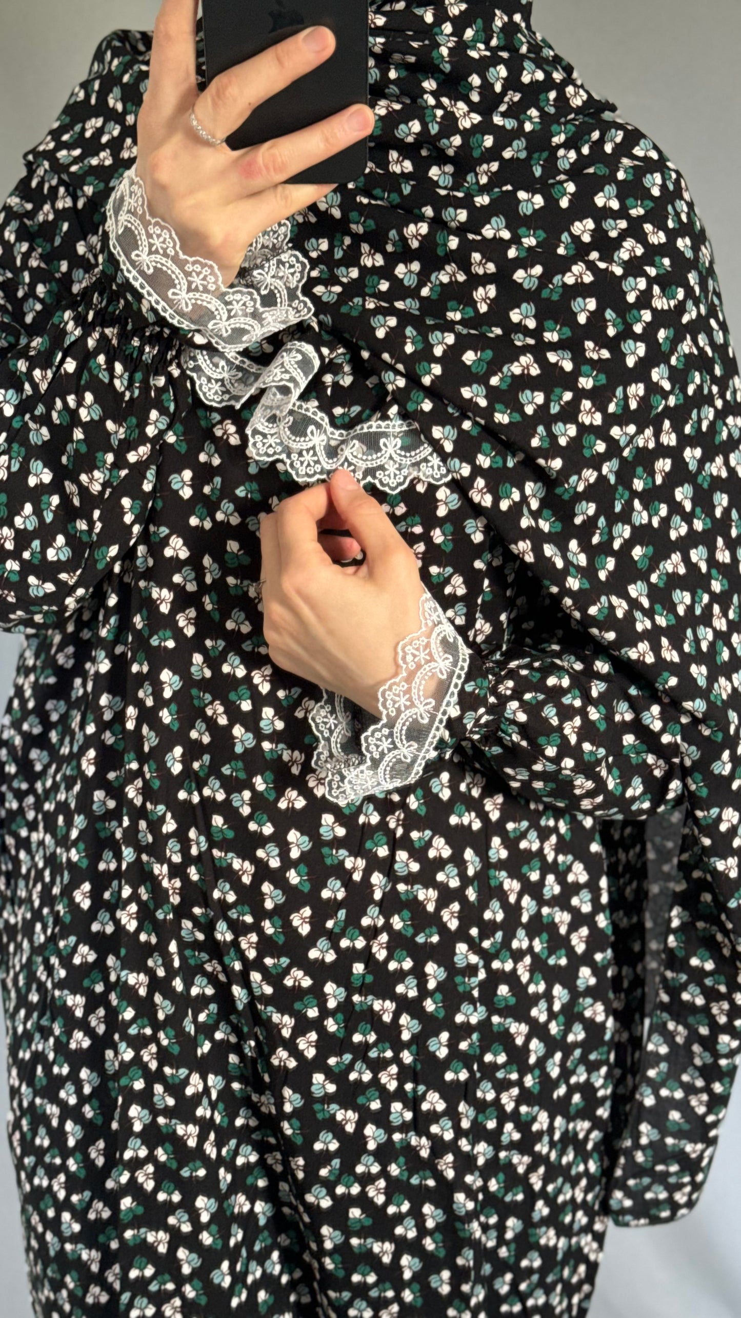 Floral Black Prayer Dress / Overhead Abaya / Prayer Abaya Set / Prayer Dress for Woman / Prayer Clothes Muslim / Prayer Gown / Prayer Outfit/ Salah Dress / Namaz Dress