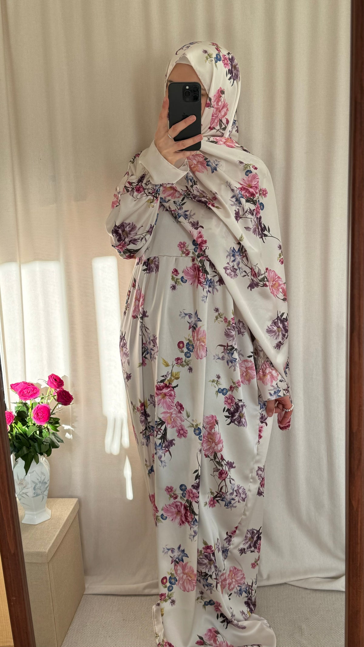 Soft Silk Prayer Dress for Muslim Women with Hijab