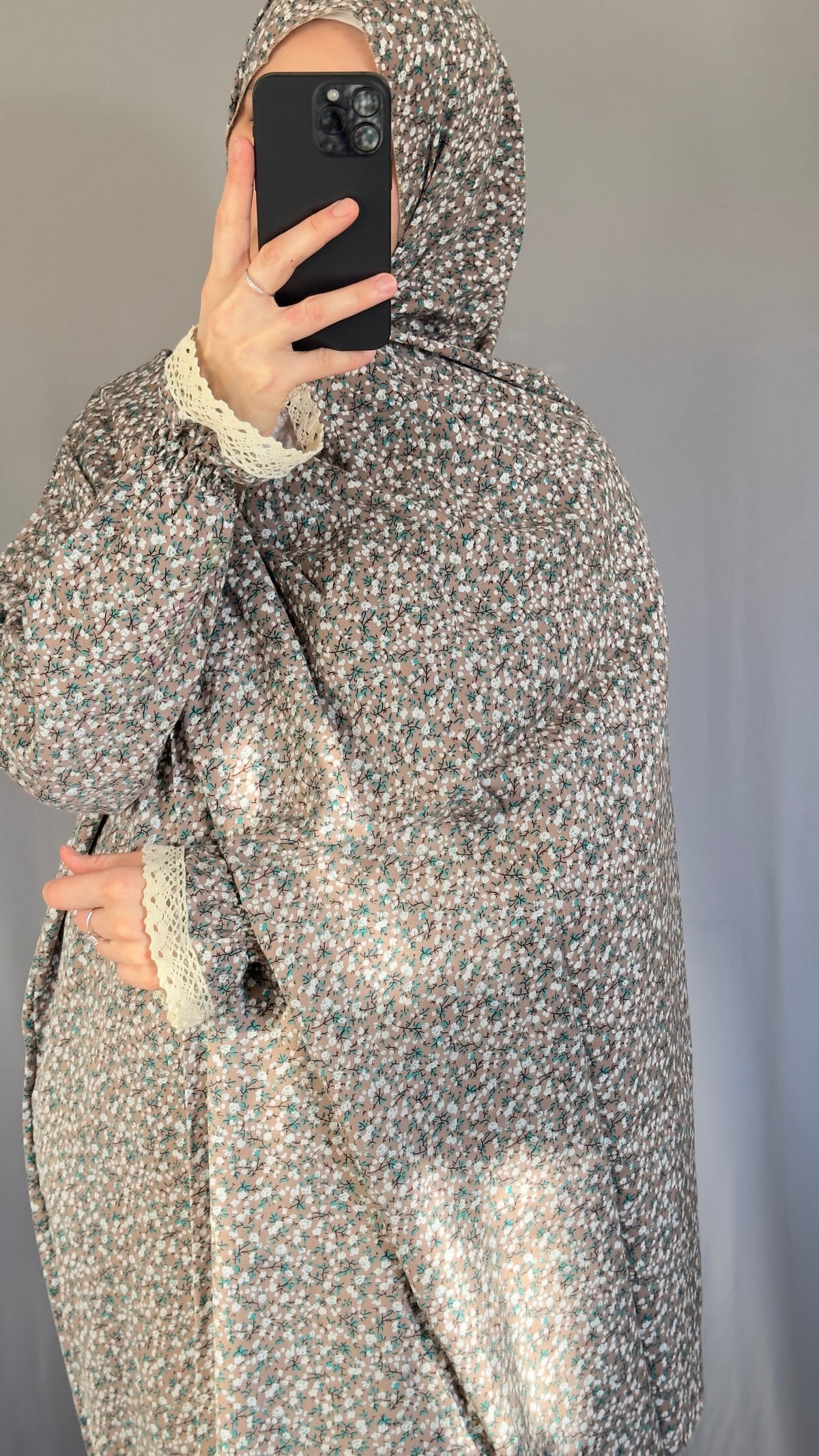 Floral Beige Cotton Prayer Dress, Prayer clothes for women, Islamic Prayer dress, Prayer Outfit, Prayer Set, Prayer Hijab, Salah dress, Islamic Gift, Muslim clothing, Prayer abaya, Ramadan Dress