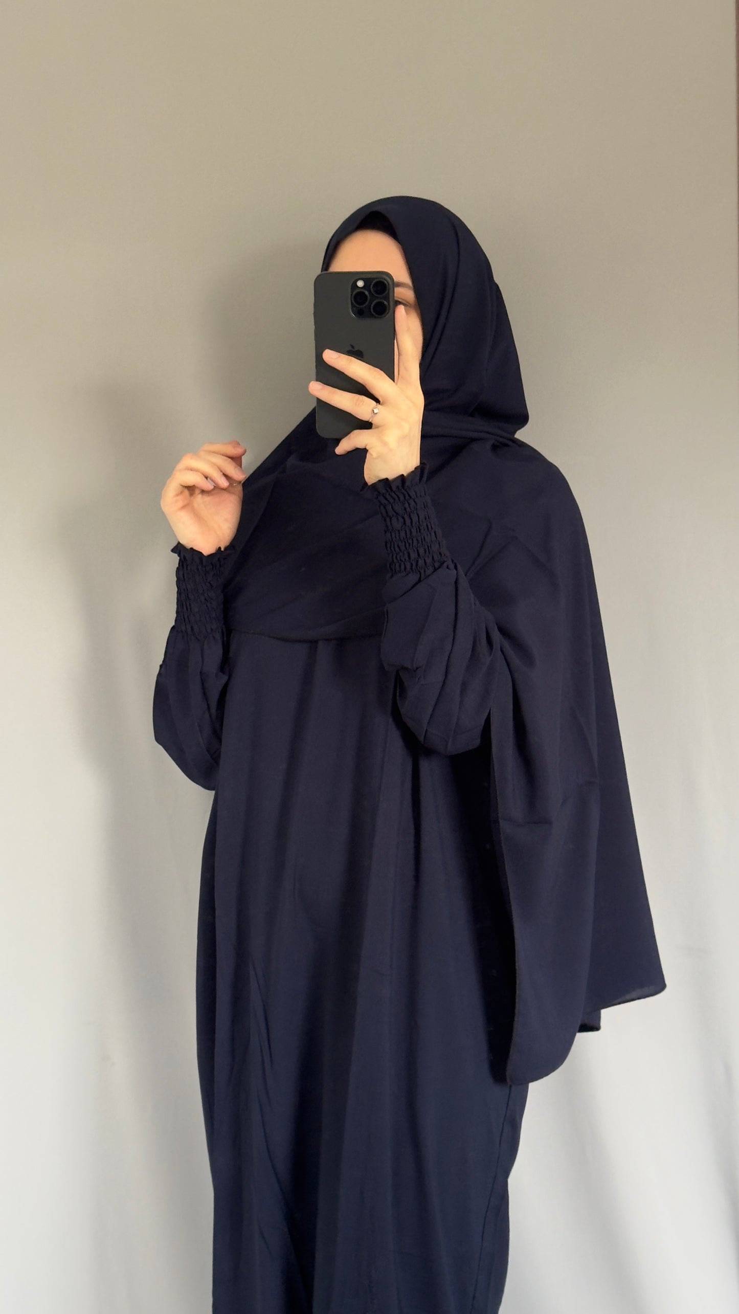 Elegant Navy Blue Prayer Dress, Prayer Outfit, Maxi Dress, Khimar, Islamic Dress, Prayer Abaya, Prayer set, Islamic gift, PrayerHijab, Umrah Abaya, Ramadan Abaya, One Size Prayer Dress