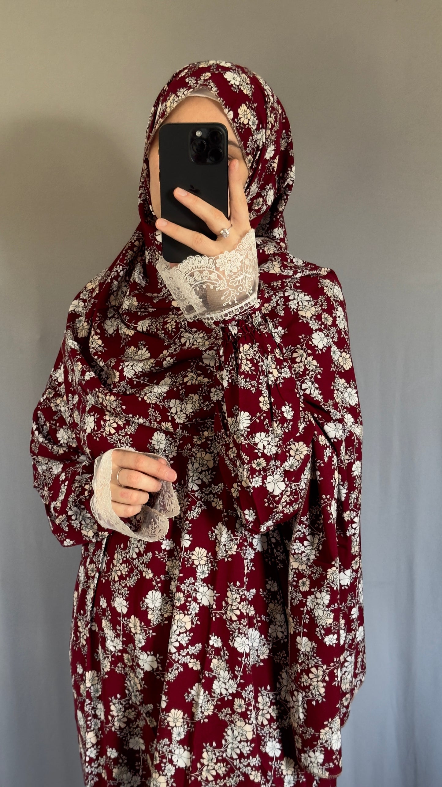 Burgundy Cotton Prayer Dress, Prayer clothes for women, Islamic Prayer dress, Prayer Outfit, Prayer Set, Prayer Hijab, Salah dress, Islamic Gift, Muslim clothing, Prayer abaya
