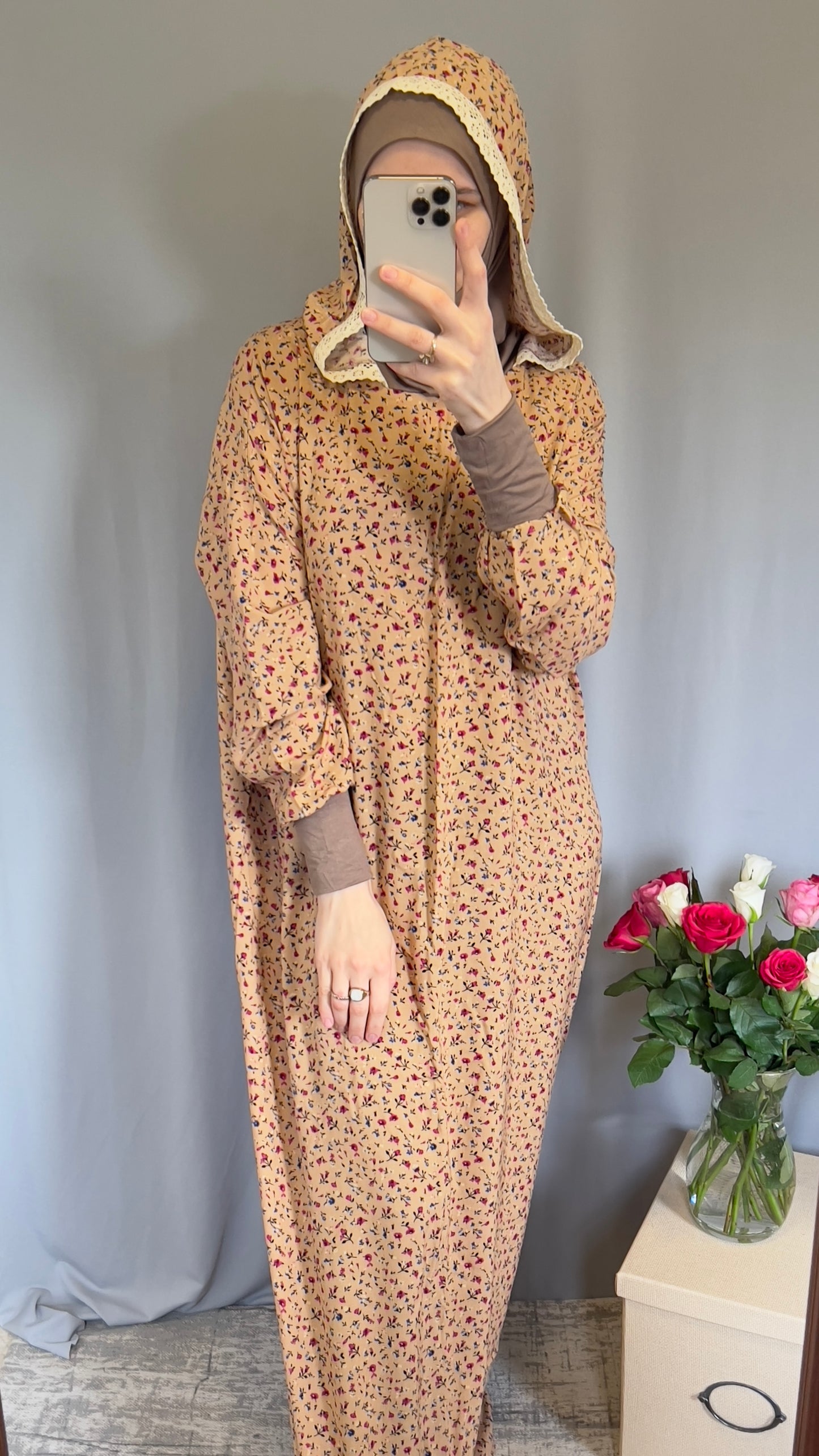 Prayer clothing, Beige Prayer Dress, Muslim Woman Prayer dress, Prayer Abaya, Prayer Jilbab, Eid Gift, Hooded Prayer Dress