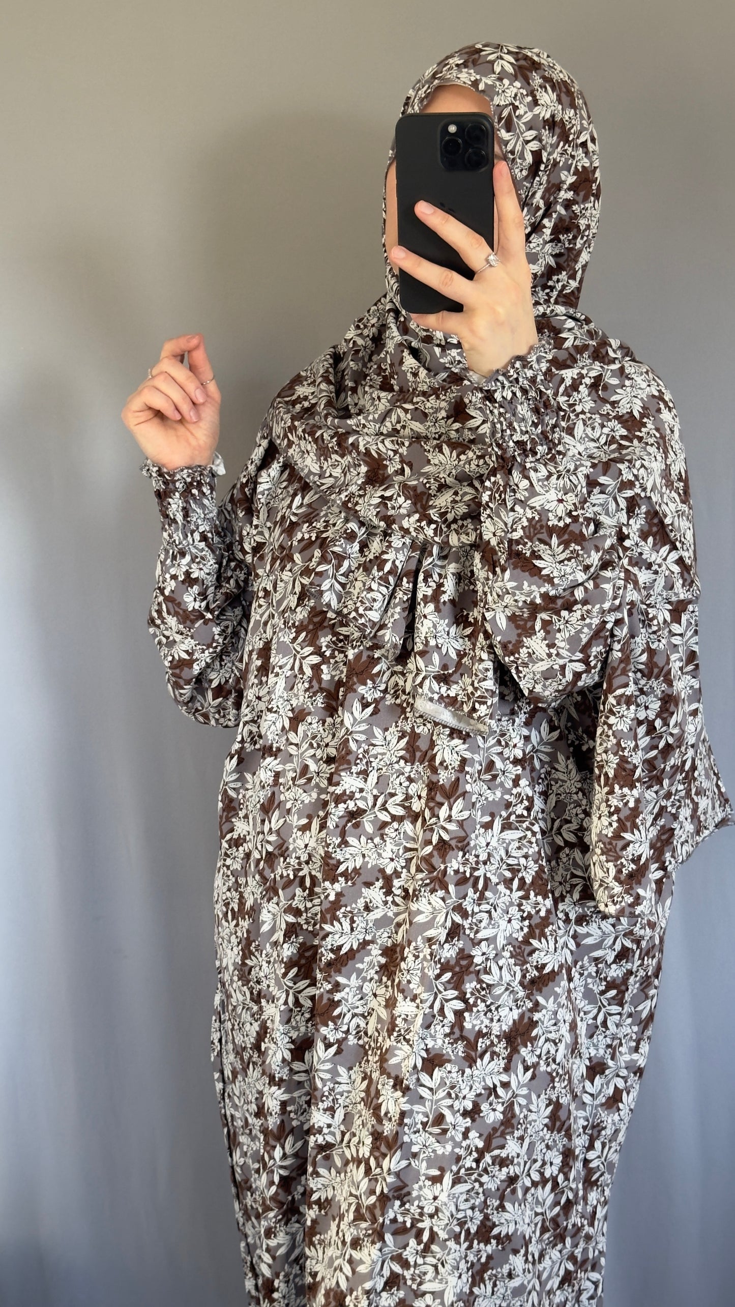 Floral Cotton Muslim Prayer Dress Set – Modest Ramadan Outfit with Hijab, Abaya & Salah Dress for Women | Islamic Gift Idea