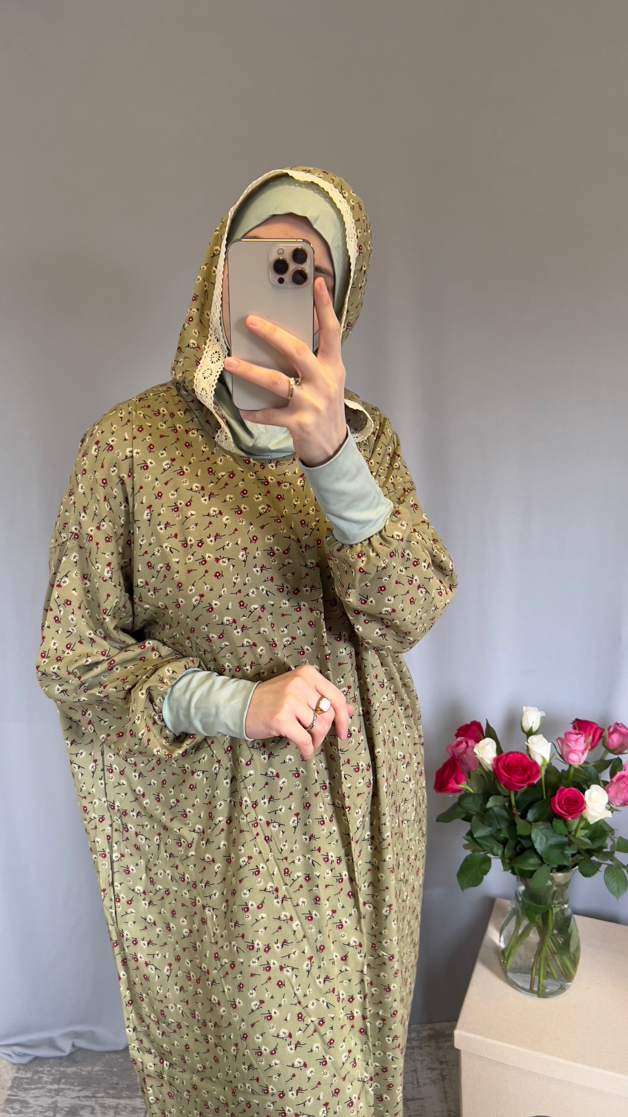 IDOPIP Muslim Prayer Dress For Girls – One-Piece Long Sleeve Abaya With Hijab, Maxi Kaftan (Black)