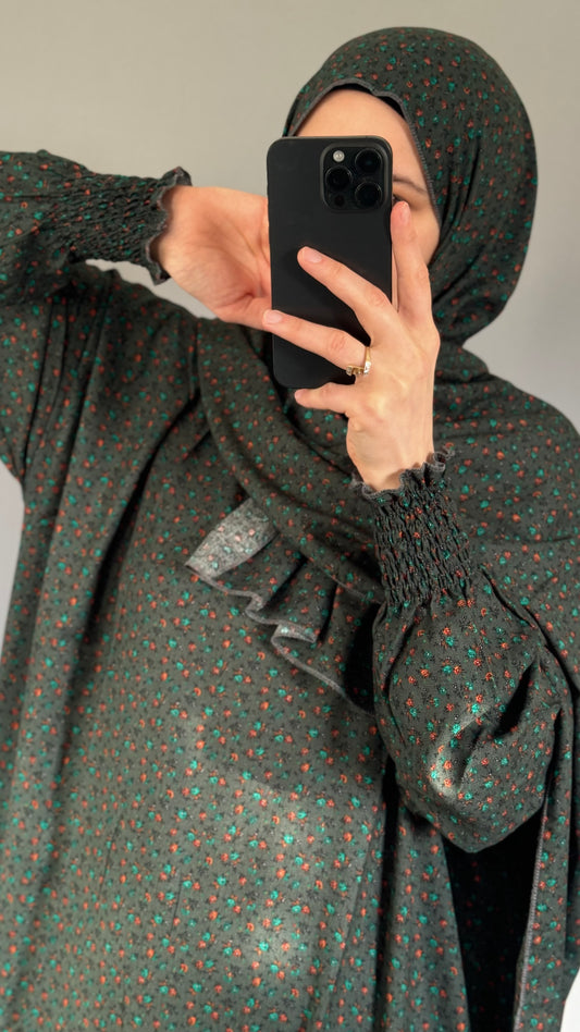 Elegant Green Prayer Dress, Prayer Outfit, Maxi Dress, Khimar, Islamic Dress, Prayer Abaya, Prayer set, Islamic gift, PrayerHijab, Umrah Abaya, Ramadan Abaya, One Size Prayer Dress