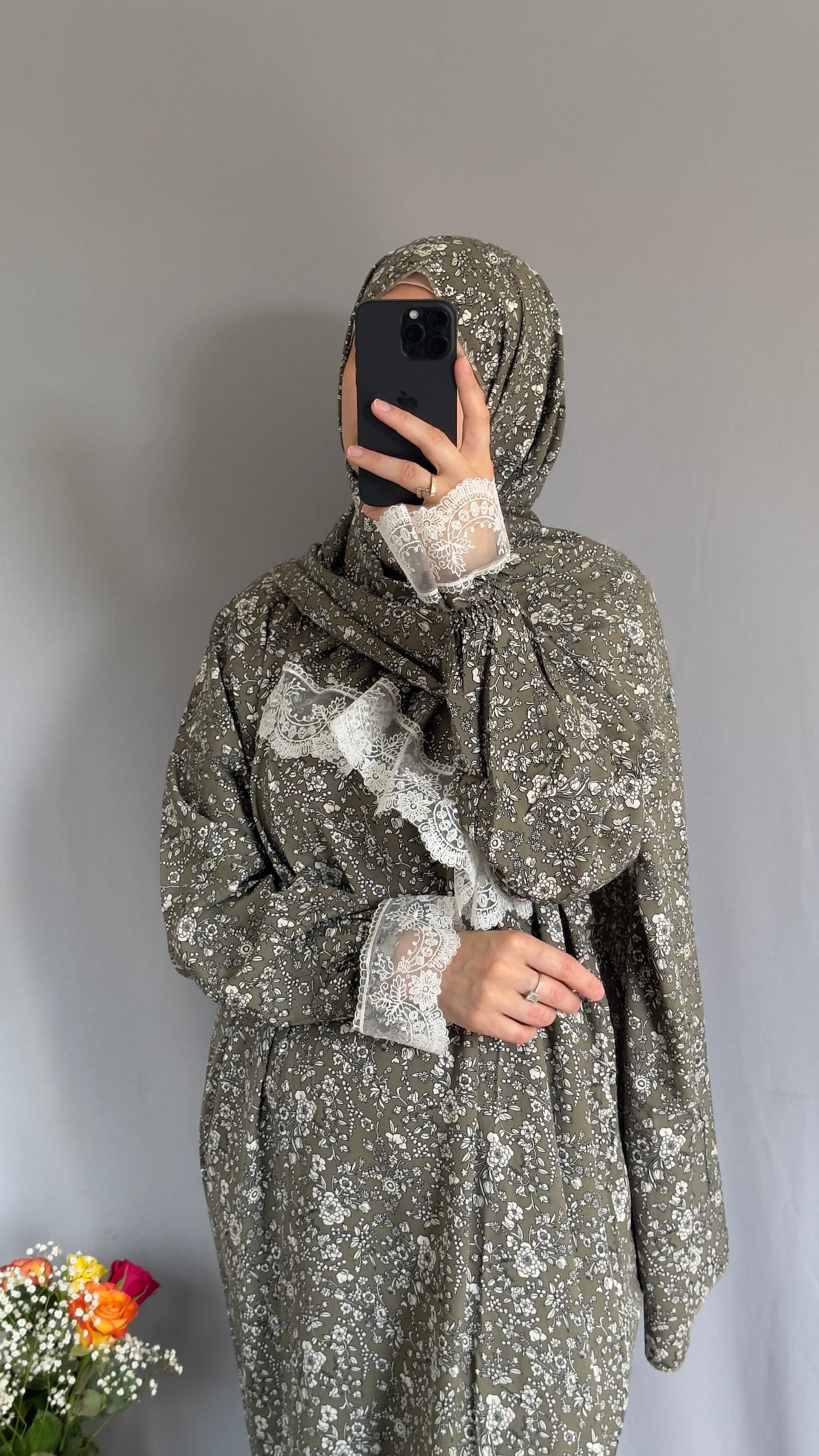 Olive Green Cotton Prayer Dress, Prayer clothes for women, Islamic Prayer dress, Prayer Outfit, Prayer Set, Prayer Hijab, Salah dress, Islamic Gift, Muslim clothing, Prayer abaya