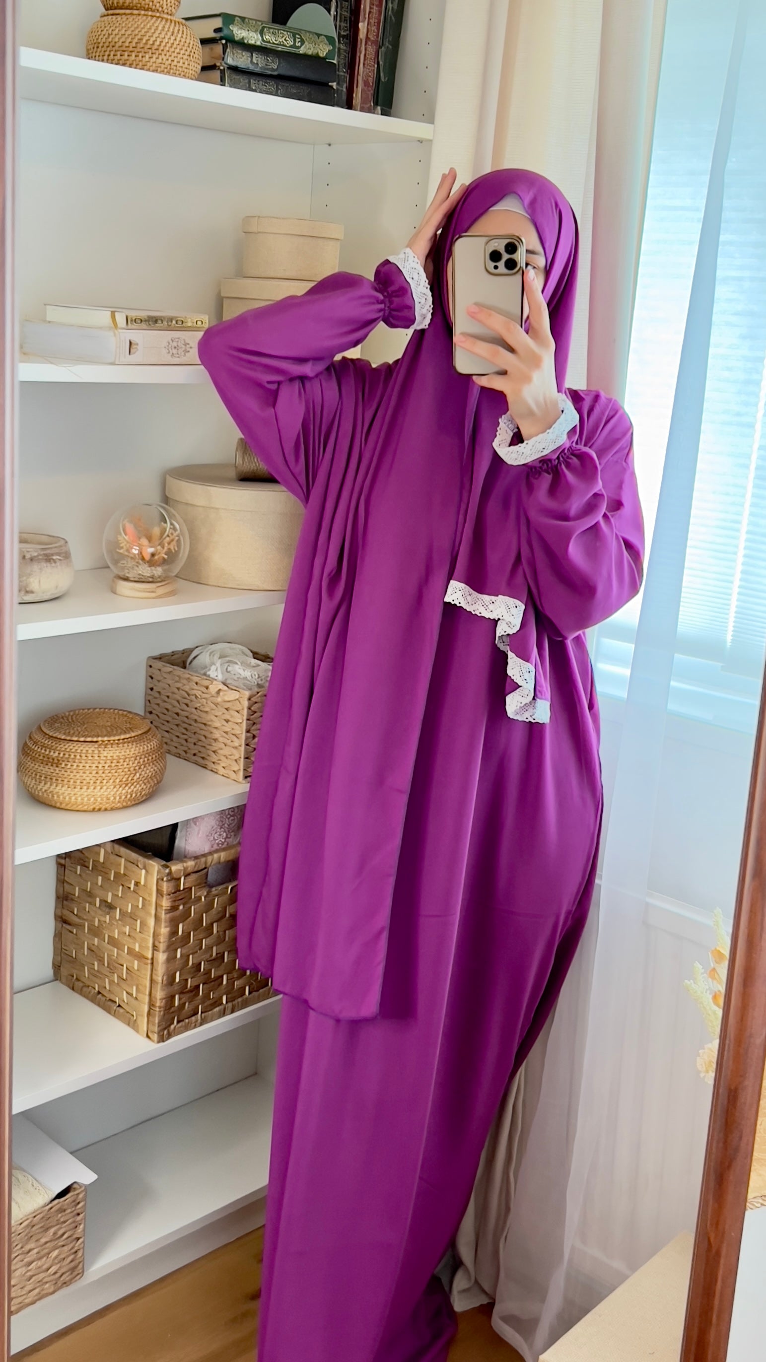 Purple hot sale abaya dress