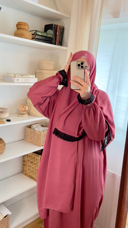 Prayer Clothes, Prayer dress, Prayer Abaya, Prayer gown, Jilbab, Maxi Dress, Prayer Khimar, Salah dress, prayer outfit, Rose red Prayer dress muslim