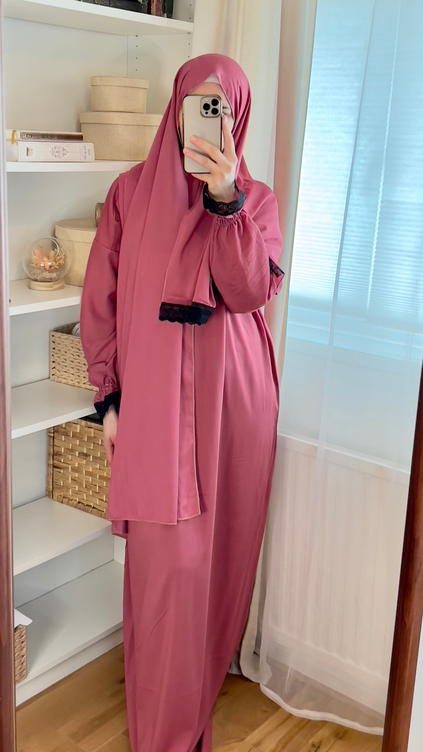 Prayer Clothes, Prayer dress, Prayer Abaya, Prayer gown, Jilbab, Maxi Dress, Prayer Khimar, Salah dress, prayer outfit, Rose red Prayer dress muslim