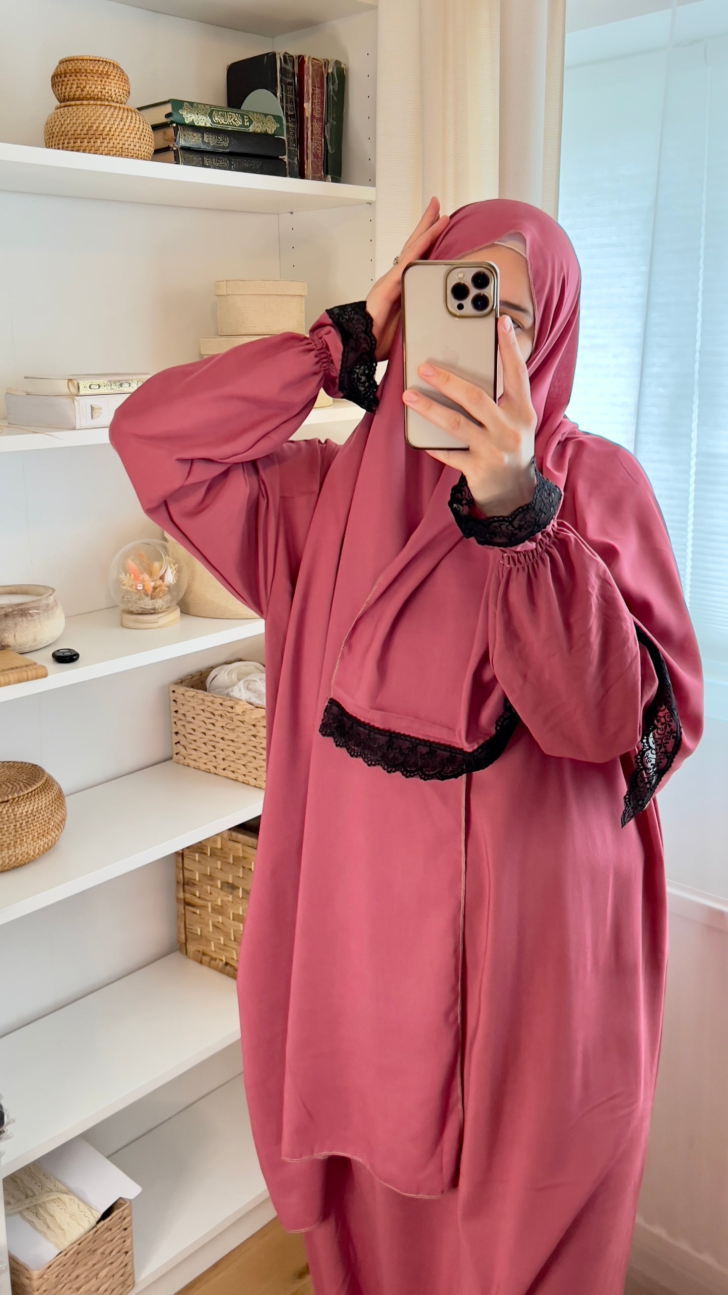 Prayer Clothes, Prayer dress, Prayer Abaya, Prayer gown, Jilbab, Maxi Dress, Prayer Khimar, Salah dress, prayer outfit, Rose red Prayer dress muslim