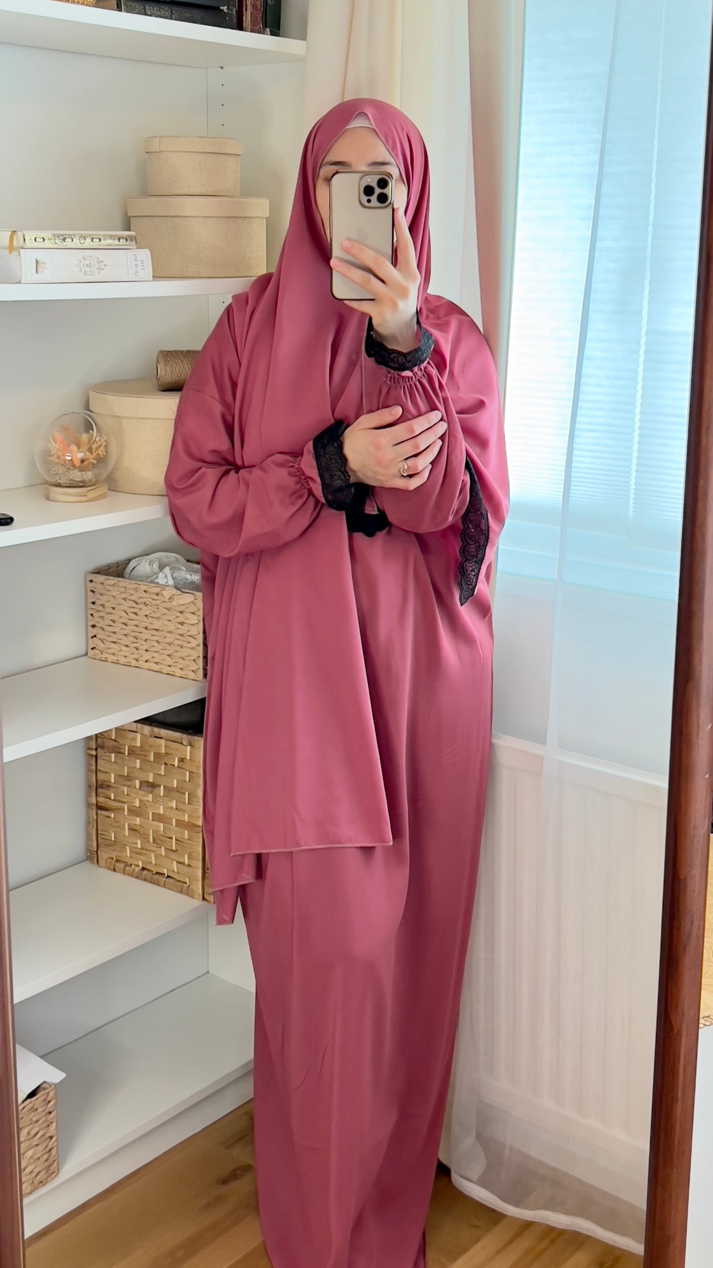 Prayer Clothes, Prayer dress, Prayer Abaya, Prayer gown, Jilbab, Maxi Dress, Prayer Khimar, Salah dress, prayer outfit, Rose red Prayer dress muslim