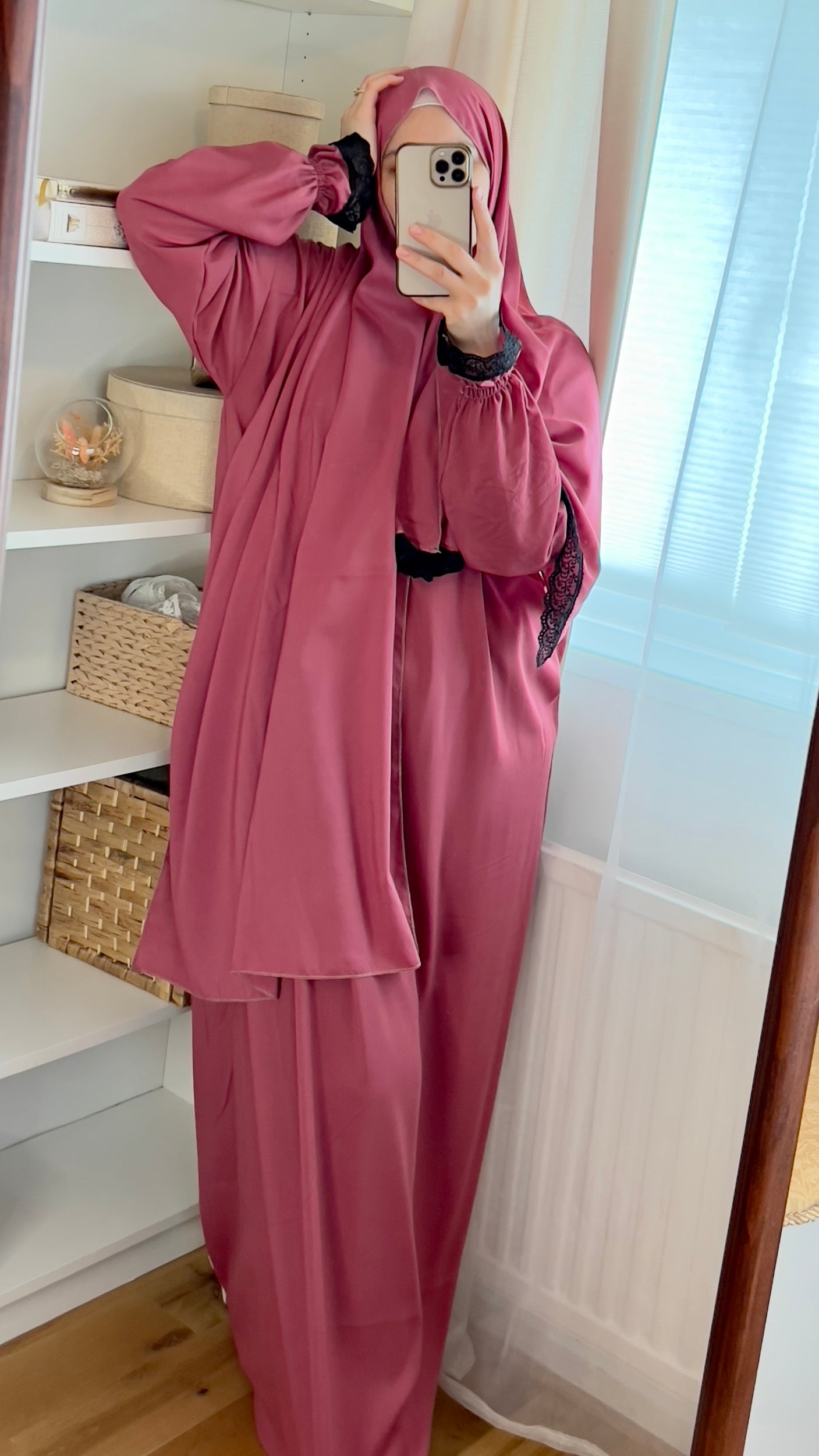 Prayer Clothes, Prayer dress, Prayer Abaya, Prayer gown, Jilbab, Maxi Dress, Prayer Khimar, Salah dress, prayer outfit, Rose red Prayer dress muslim